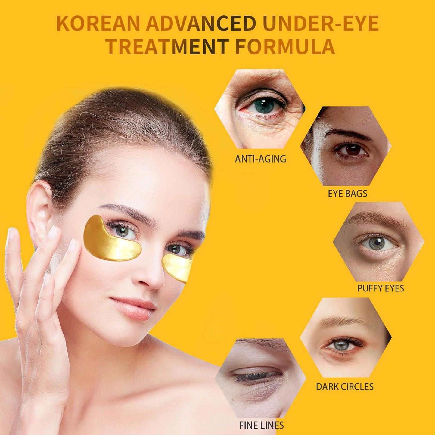 Under Eye Patches for Puffy Eyes Treatment 30 Pairs, 24K Gold Under Eye Masks for Dark Circles and Puffiness, Eye Gel Pads w/Collagen, Sodium Hyaluronate, Rose Essence for Eye Bags Treatment