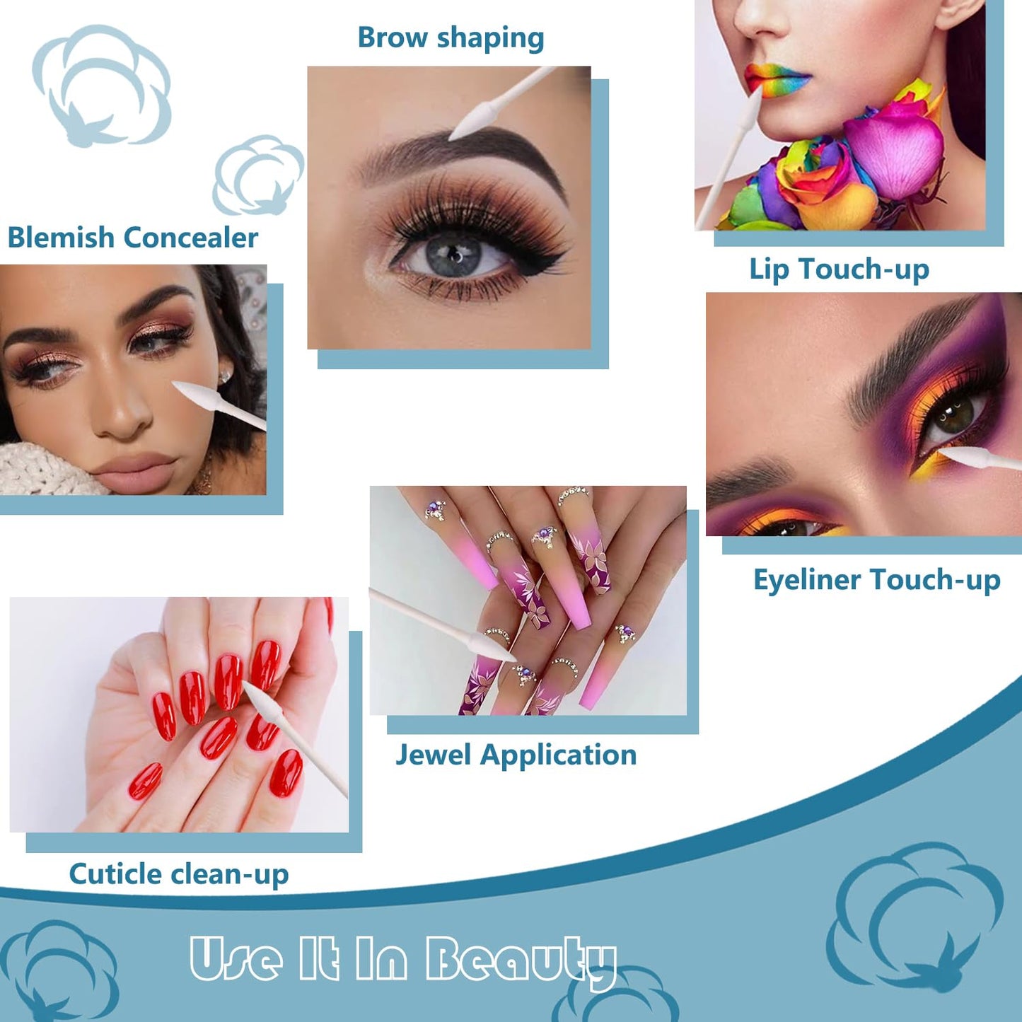 Precision Tip Cotton Swabs/Double Pointed Cotton Buds for Makeup 300pcs