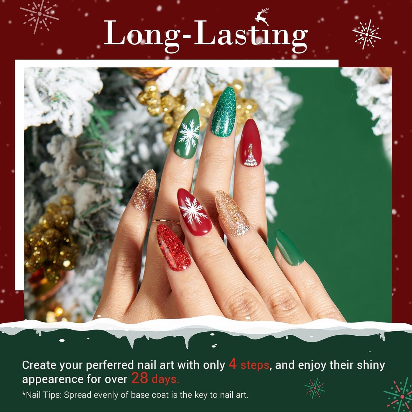 AZUREBEAUTY 31 PCS Dip Powder Nail Starter Kit Christmas, Red Green Gold Grey Acrylic Dipping Powder 20 Colors Set with Recycle Tray Top/Base Coat Activator French Nail Art Manicure Salon