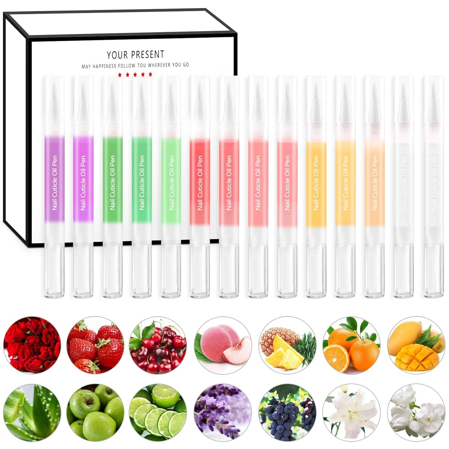 14Pcs Nail Cuticle Oils Nail Nutrition Oil Pen Nail Nourishment Pens 14 Smell Cuticle Revitalizer for Agnail Nourish Skin Nail Care (14pcs)