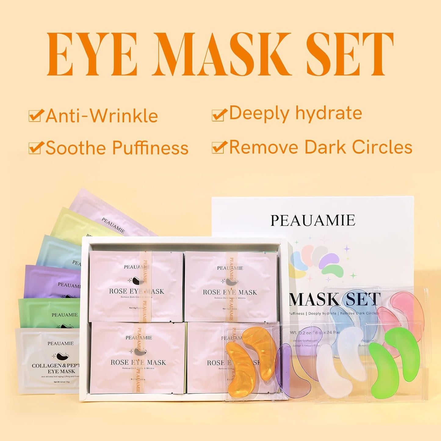 Under Eye Patches with Collagen and Hyaluronic Acid Eye Mask for Wrinkle,Dark Circles,Face Mask Skin Care Products 24 Pairs
