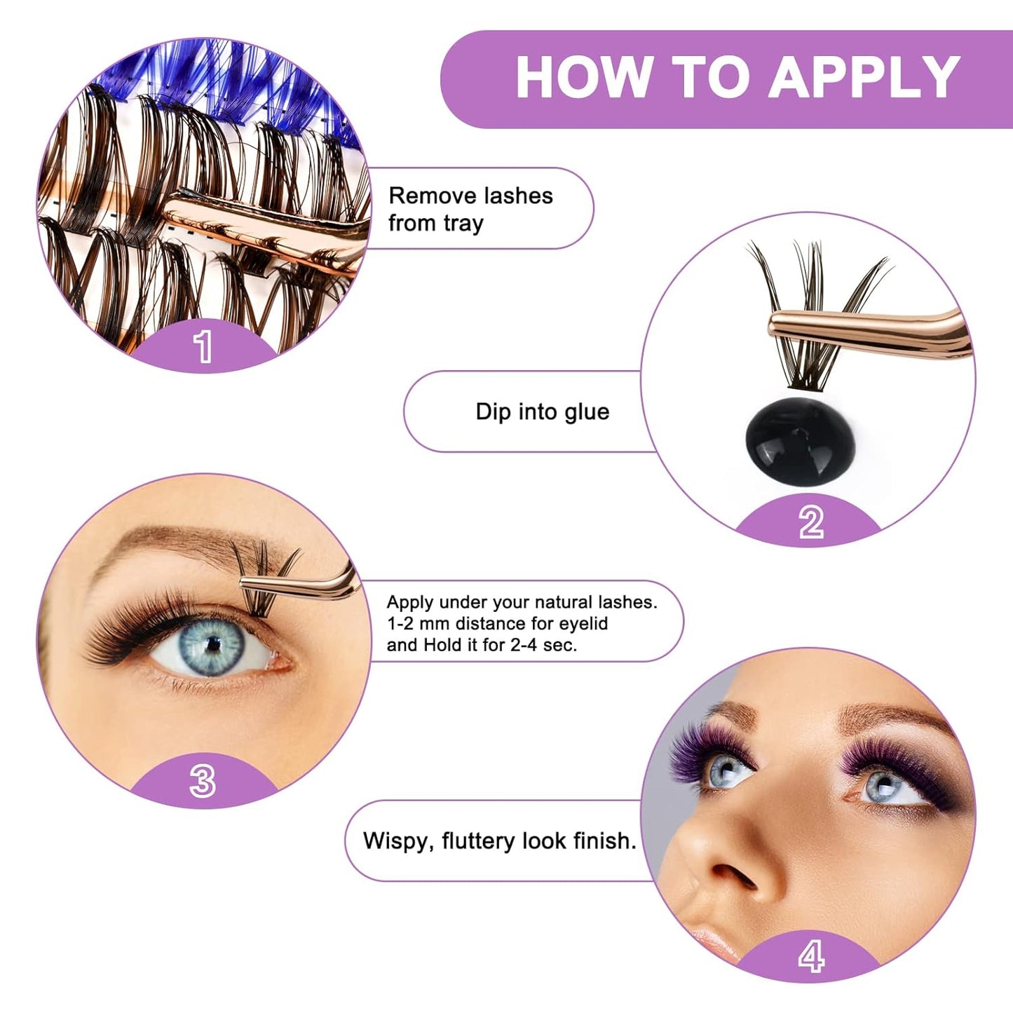 B&Q Lash Clusters Colored DIY Eyelash Extensions 280 Clusters Lashes 40D-D-14mm 7 Color Mix Volume Eyelash Clusters Wispy Individual Cluster DIY at Home(7MIX,40D-D-14mm)