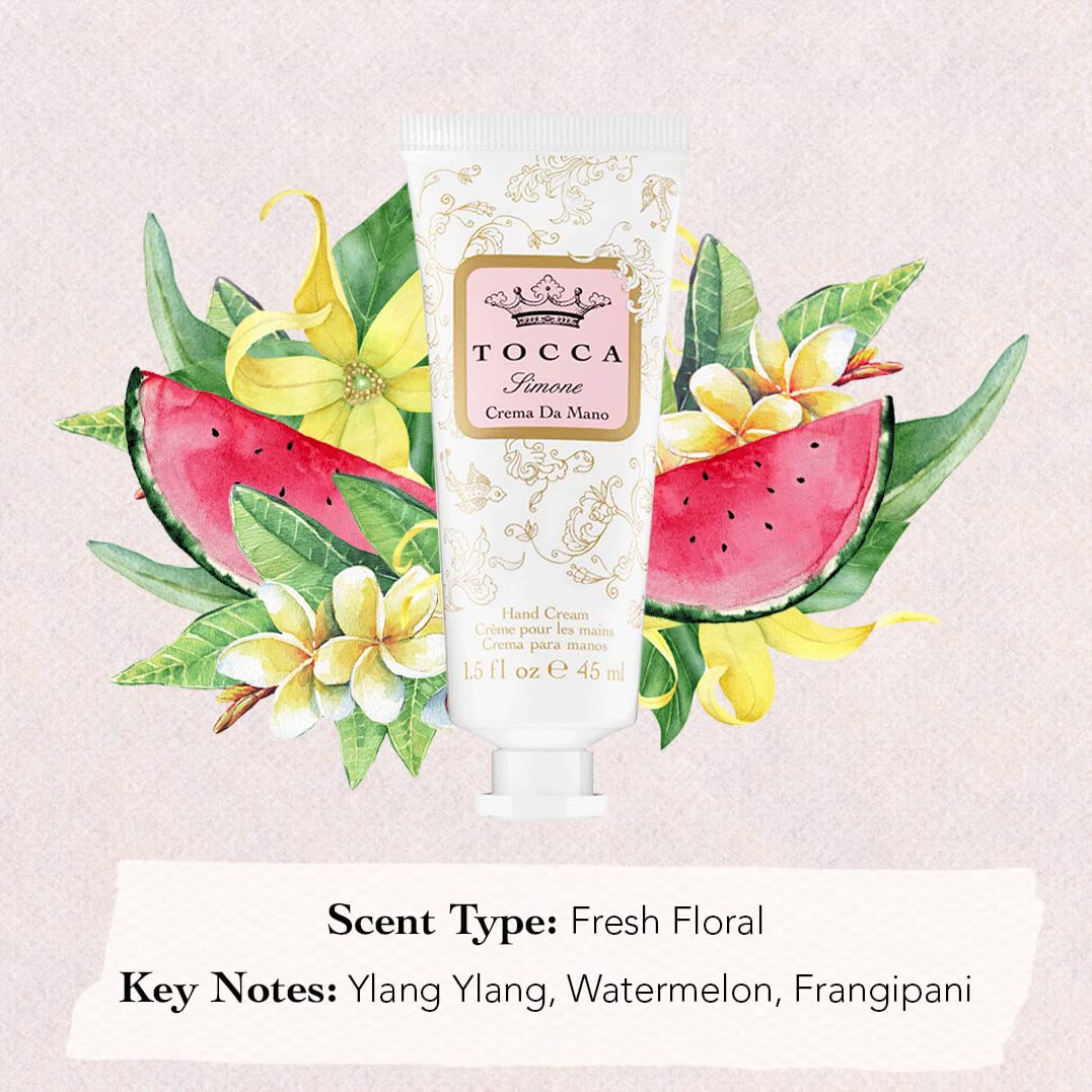 Tocca Crema de Mano Luxe, Simone Hand Cream, 4 oz - Fresh Floral - Breezy, Sparkling, Radiant - Moisturizing, Quick Absorbing