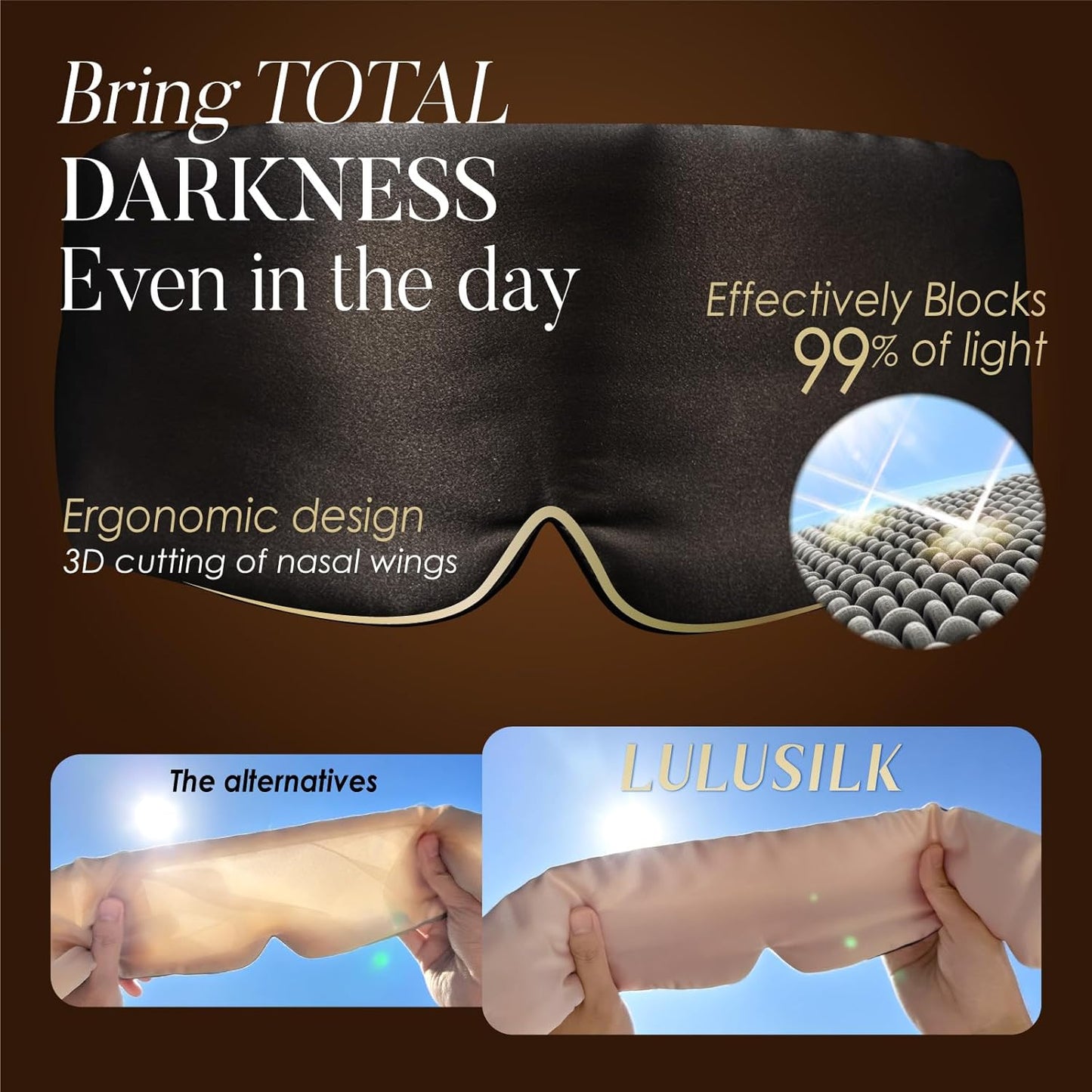 LULUSILK Reversible Mulberry Silk Sleep Mask for Women and Men, Adjustable Real Silk Eye Mask for Sleeping, Lotus Pink and Black, Pack of 1