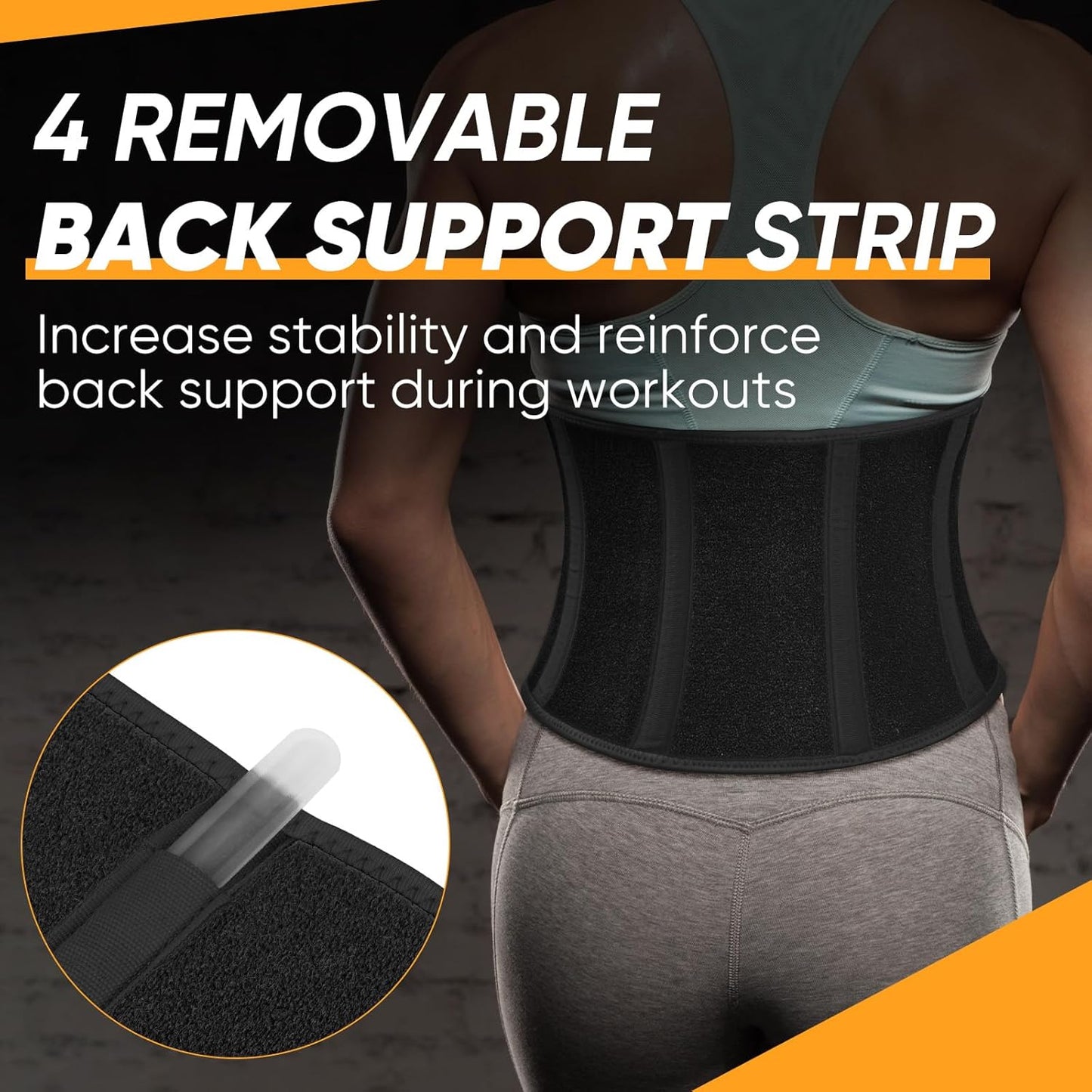 APEXUP Sweat Waist Trainer for Women and Men, Neoprene Waist Trimmer Belt Slimming Sweat Band with Removable Lumbar Support