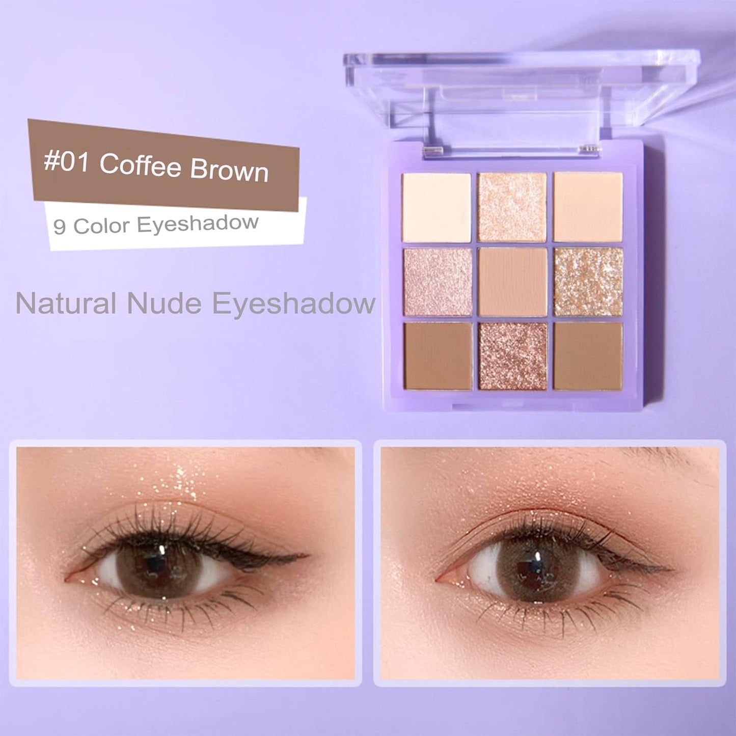 Violet Fairy 9 Color Eyeshadow Palette, Warm Neutrals (01)