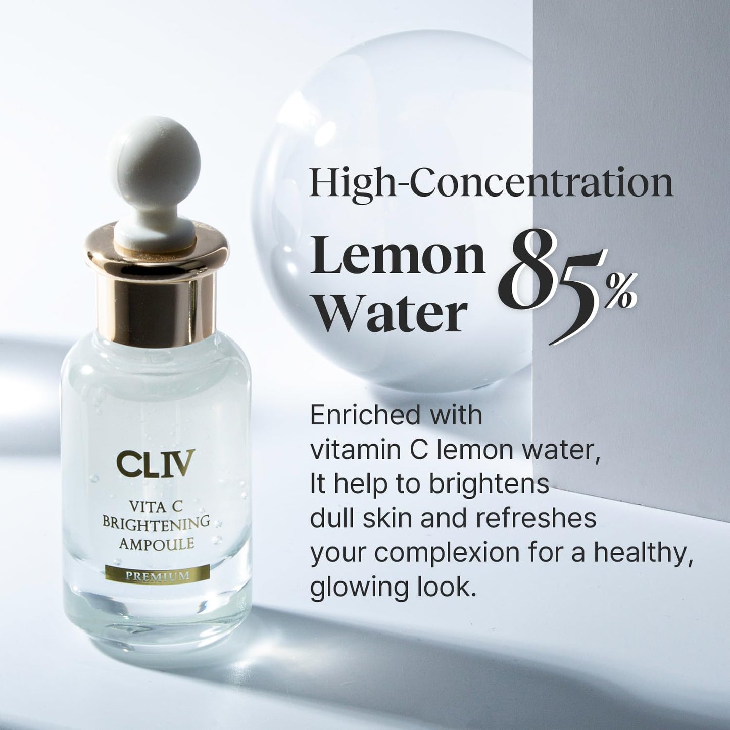 Vita C Brightening Ampoule Facial Serum | 85% Lemon Water | Skin Dullness Treatment | Vitamin Skincare |Skin Refreshing Serum | Korean Skincare (1.01 fl oz, 30ml)