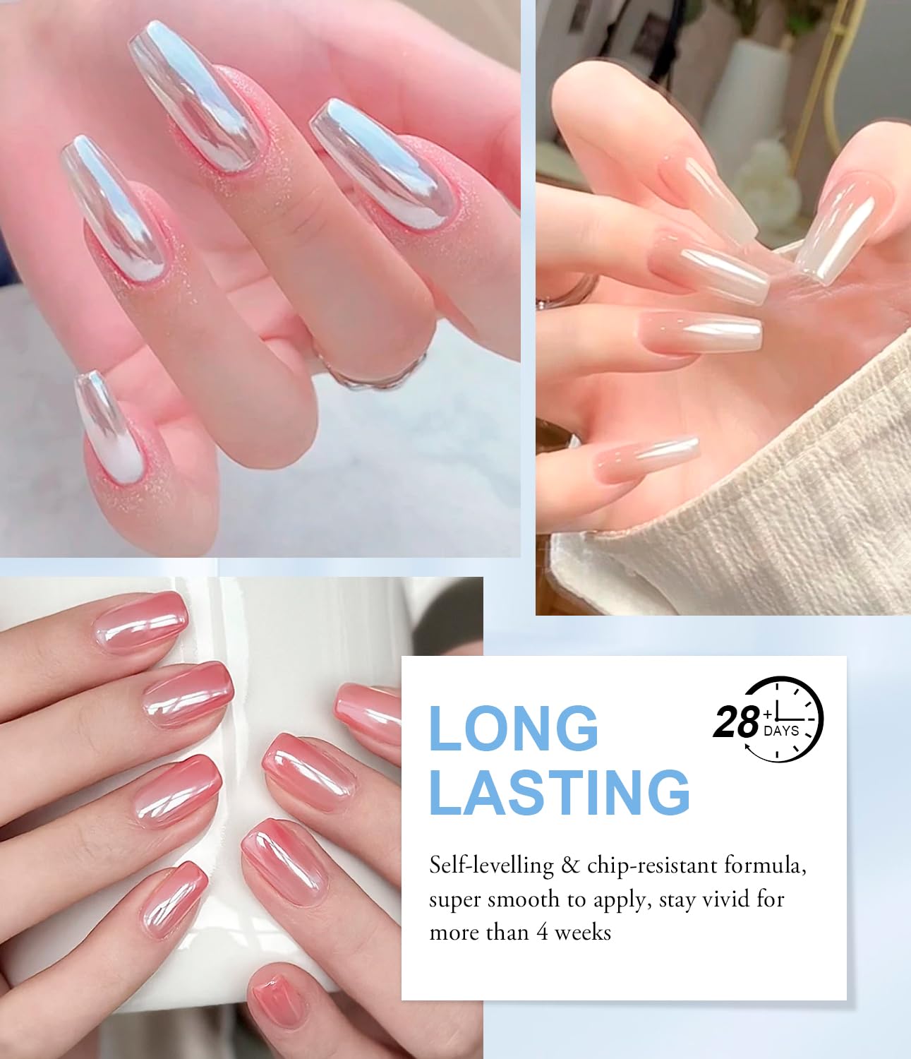 Moonlight White Chrome Nail Powder BISHENGYF - 1g Super Glossy Pearl Effect Chrome Nail Powder for Gel Nails Metallic Mermaid Pearl Nail Powde r for Nai l Art Decoration