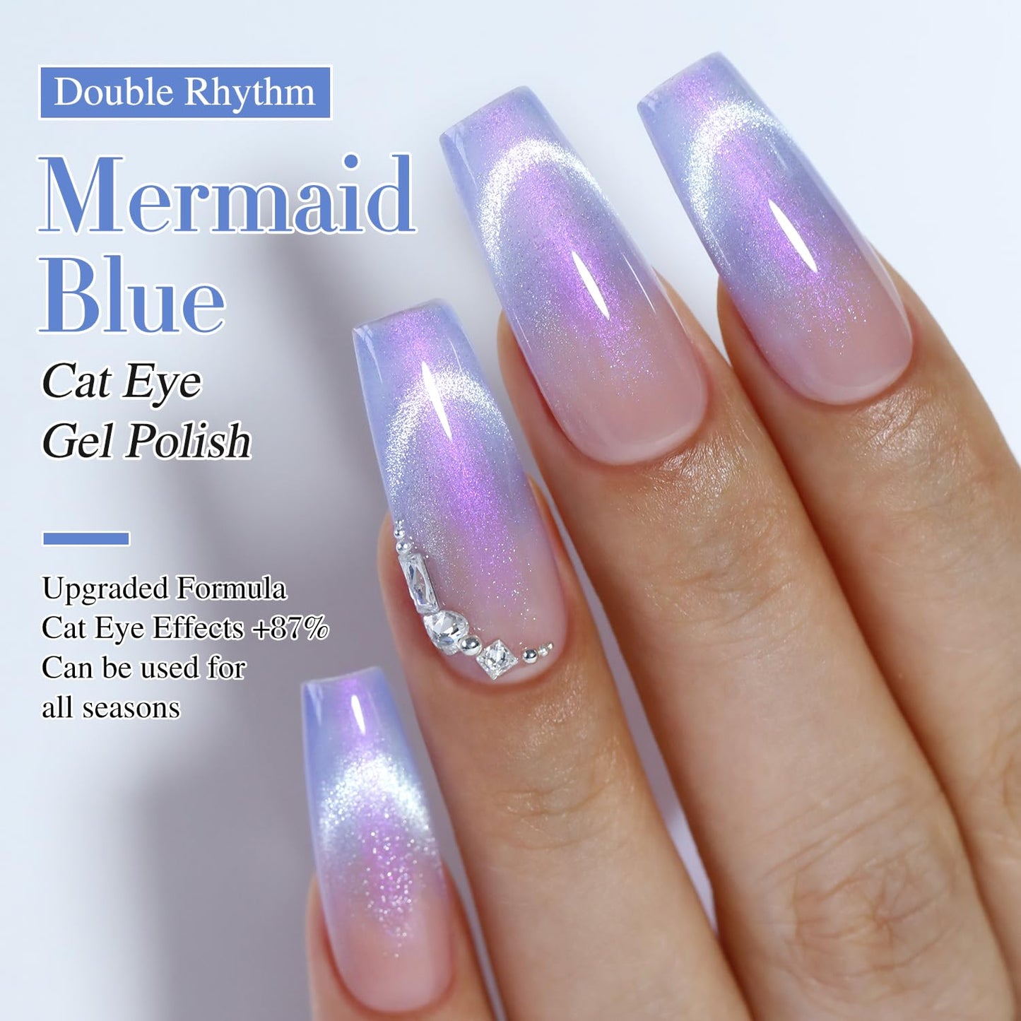 Double Rhythm 0.5 OZ Cat Eye Gel Polish with Magnet 15ML Holographic Glitter Shimmer Translucent Jelly Color Magnetic Nail Polish Salon DIY at Home (MC1001)