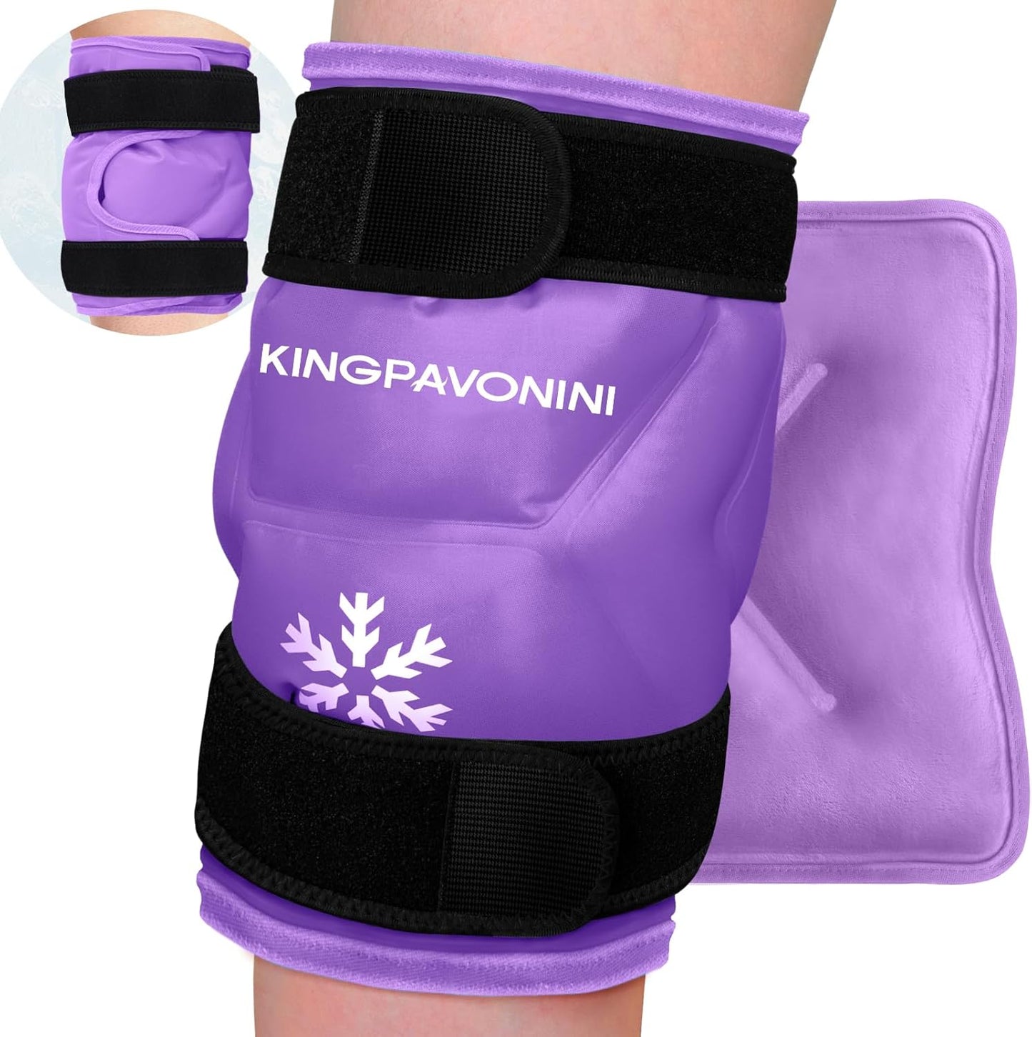 XXL Knee Ice Pack Wrap Around Entire Knee After Surgery, Reusable Gel Ice Pack for Injuries, Large Ice Bags for Pain Relief, Swelling, Sports Injuries, 1 Pack (Purple)