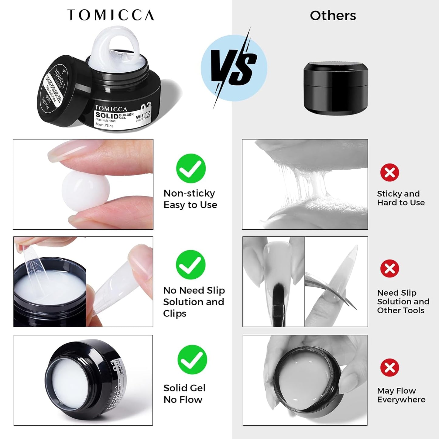 TOMICCA 3D Nail Gel Sculpting Gel for Nail Art 50g Gel Nail Art Non Sticky Hand Carving Gel UV LED Nail Extension Gel Solid Builder Gel for Nails White