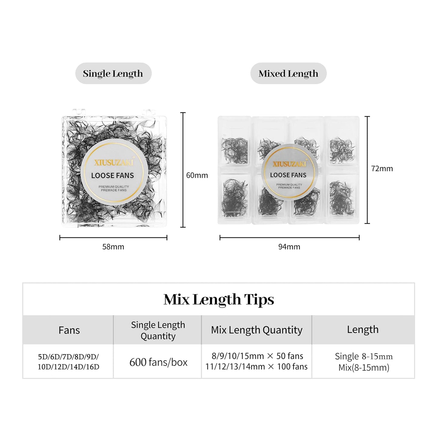 Premade Fans Eyelash Extensions 600 Fans 12D Volume Lash Extensions 0.05 Thickness Eyelash Extension C Curl Premade Lash Fans Mix 8-15mm Fluffy Soft Handmade Loose Fan(600Fans-12D-0.05-C,8-15mm)