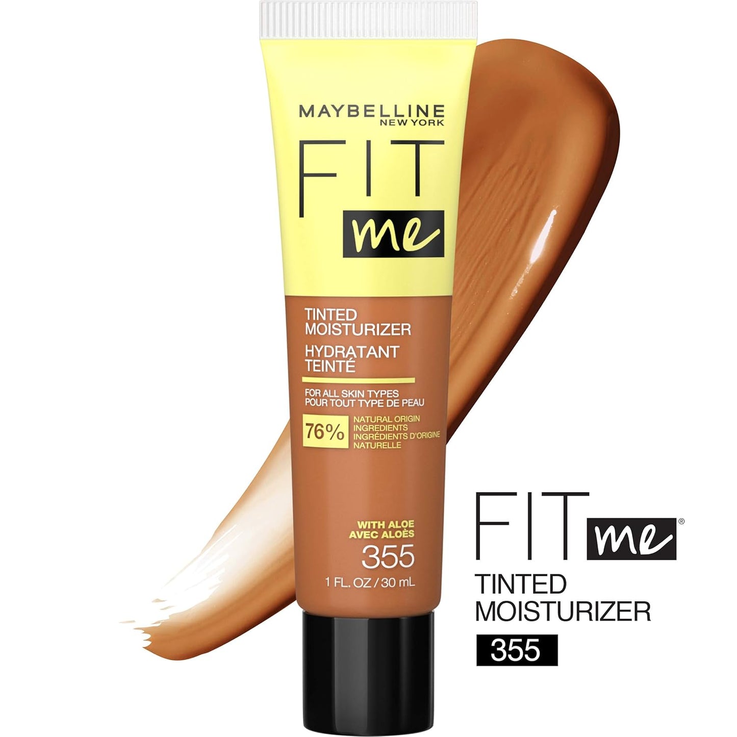Maybelline Fit Me Tinted Moisturizer, Natural Coverage, Face Makeup, 355, 1 Count