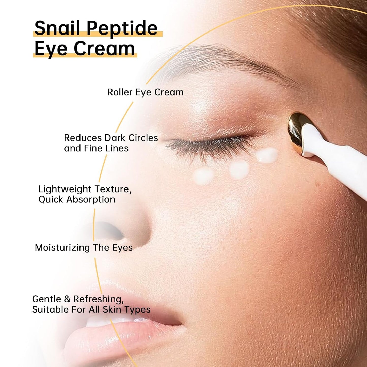 Snail Peptide Eye Cream For Moisturizing, 2 Pcs Snail Mucin Eye Cream With Niacinamide, Hyaluronic Acid, 34 ML Snail Eye Cream For Dark Circles, Puffiness and Fine Lines.