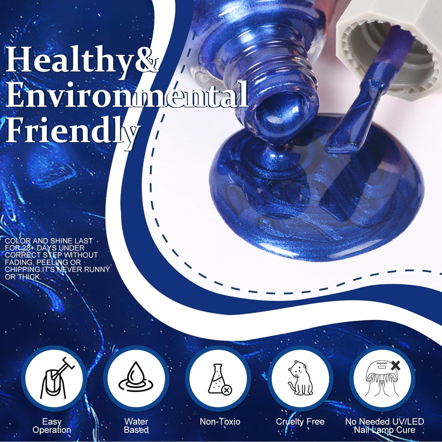 Major Dijit Quick Dry Nail Polish 12ml/0.41fl oz Pearl Blue Regular Nail Lacquer Fast Drying & Long Lasting Nail Polish Nail Art Effect for Nail Salon