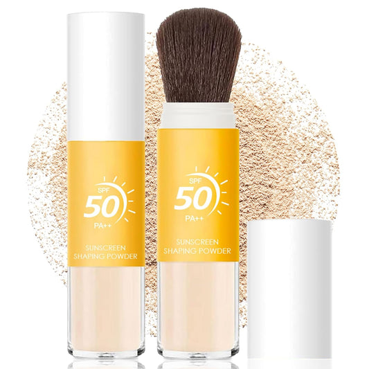Mineral Sunscreen Setting Powder SPF 50, Sunscreen Powder for Face & Scalp, TranslucentSunscreenPowder with Brush, Oil Control Natural Matte Finish LoosePowder, Lasting Lightweight Breathable