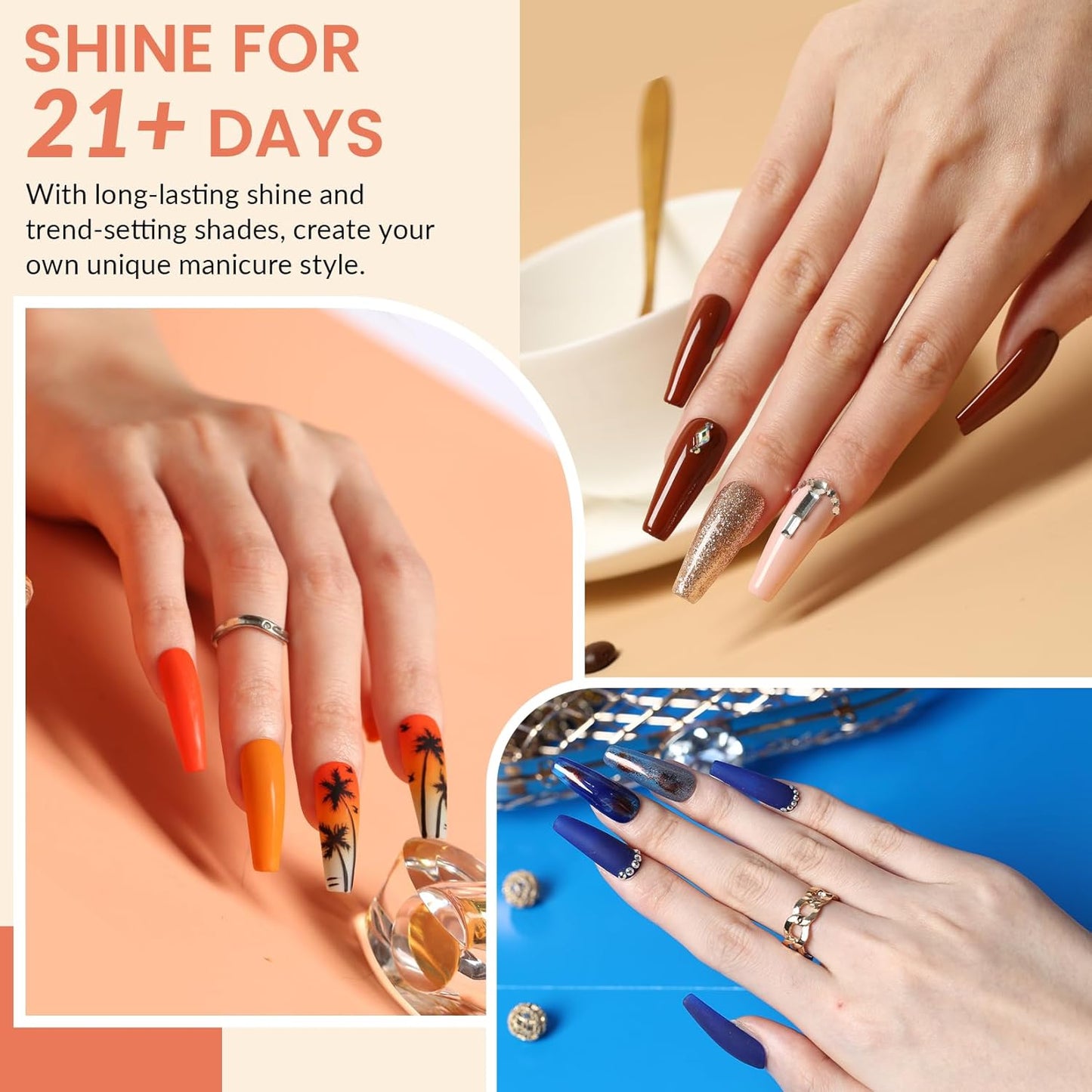 VANREESA 42 Pcs Gel Nail Polish Kit with U V Light 24 Colors Nail Polish Gel Kit Bright Red Orange Yellow Green Blue Purple Pink Complete Nail Kit with Manicure Tools Gifts for Women