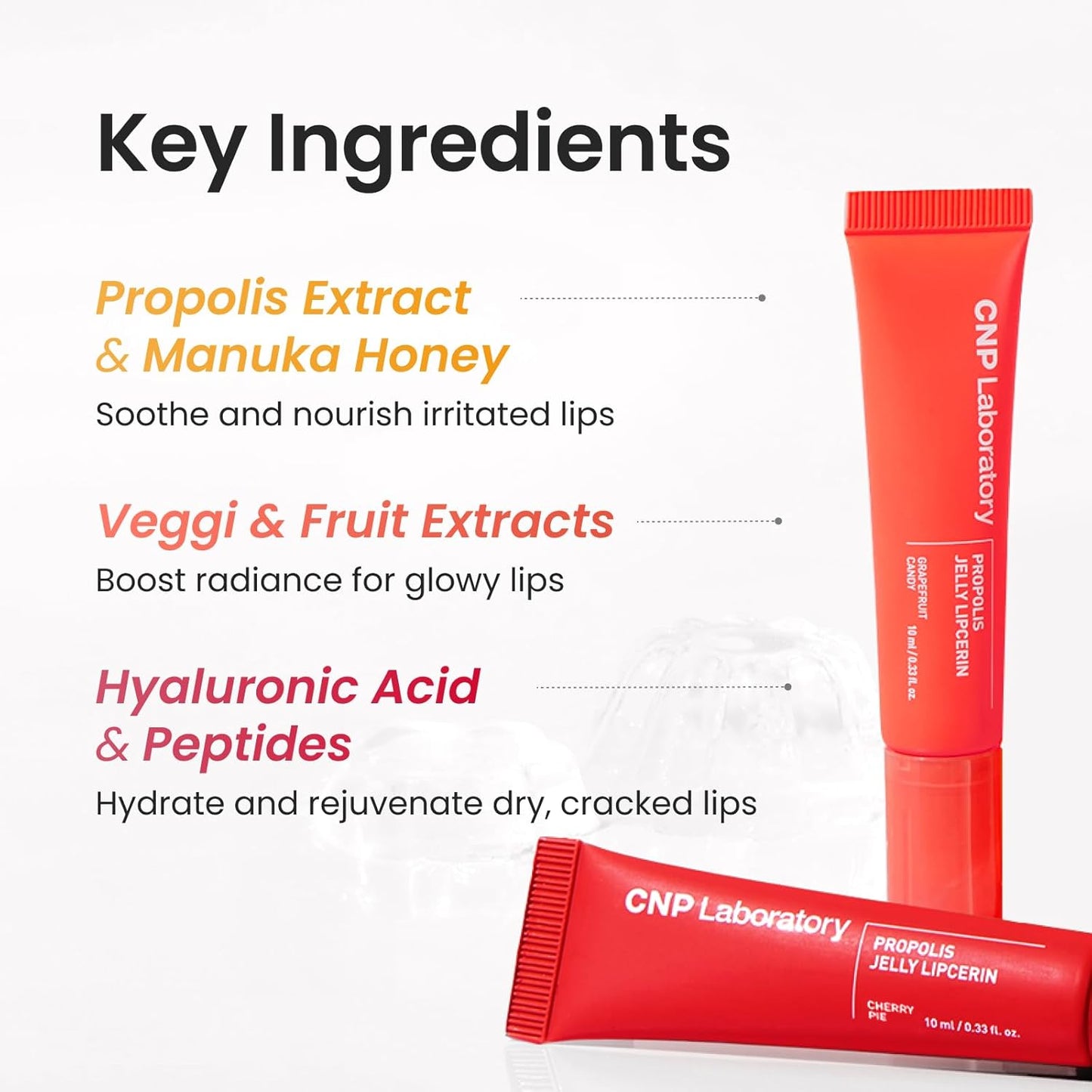 CNP Propolis Jelly Tinted Lipcerin™ - 03 Caramel Pudding, Hydrating Lip Balm & Gloss with Manuka Honey + Hyaluronic Acid, Korean Skincare, 0.3 fl.oz.