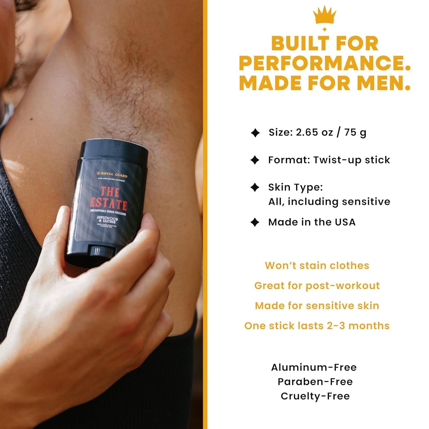 Royal Guard Natural Deodorant for Men - The Estate - Aluminum Free, Organic, Vegan, Chemical-Free, Non-Toxic, Hypoallergenic - Applewood & Leather Scent (3)