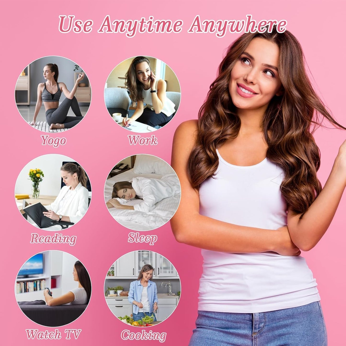 Heatless Hair Curler and Double Layer Satin Bonnet Set for Overnight Curls - No Heat Curling Rod with silk Bonnet, Sleep-In Safe for Long/Medium Hair, Frizz-Free Waves & Volume(Pink)