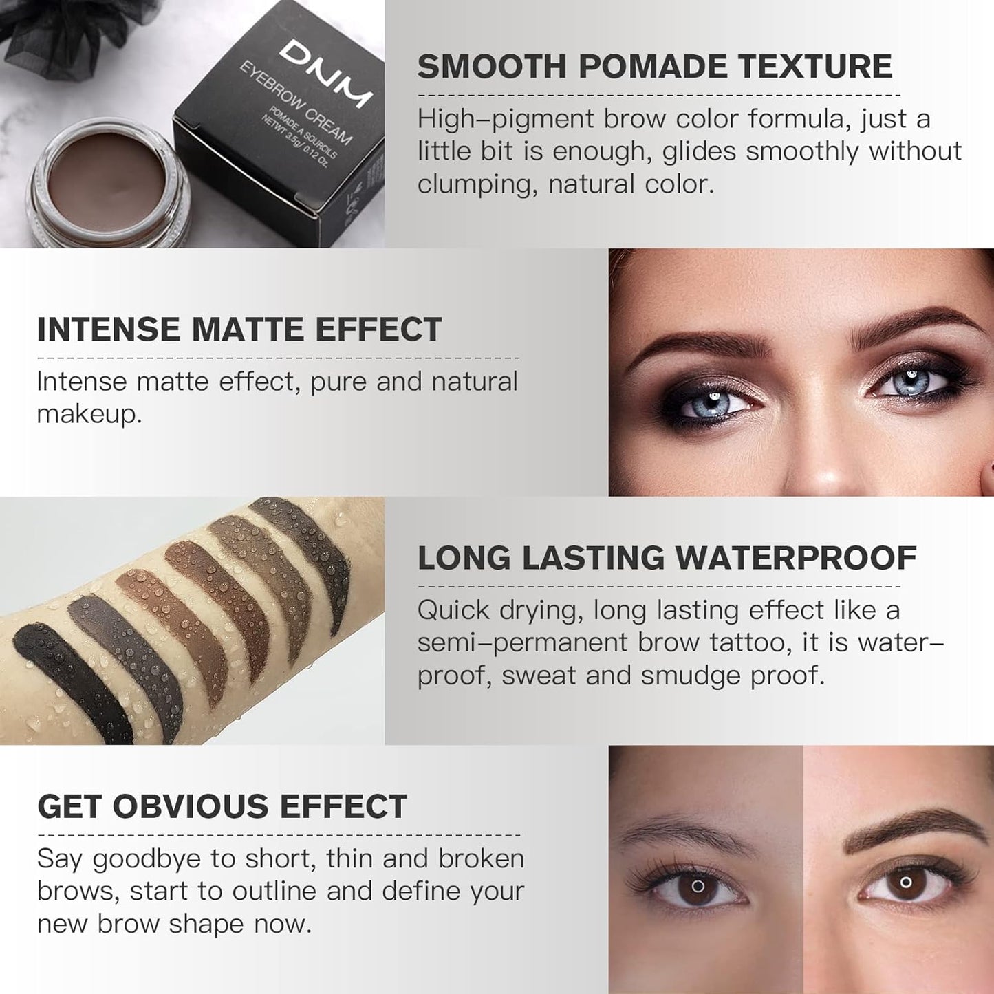 2Pcs Brow Pomade Set with Dual-ended Eyebrow Brush, High pigment Water proof Natural finish Eyebrow Makeup Set with Eyebrow Brush for Women and Girls（04#）