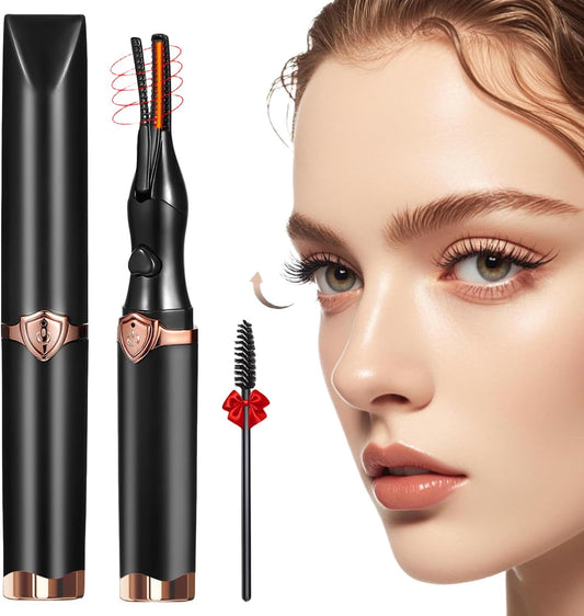 Heated Eyelash Curler, 2-in-1 Clip-Type Design, 3 Temperature Modes, USB Rechargeable Electric Eyelash Curler, Natural Curling 24H Long-Lasting Curl, Gift for Women & Girls, Brown Black