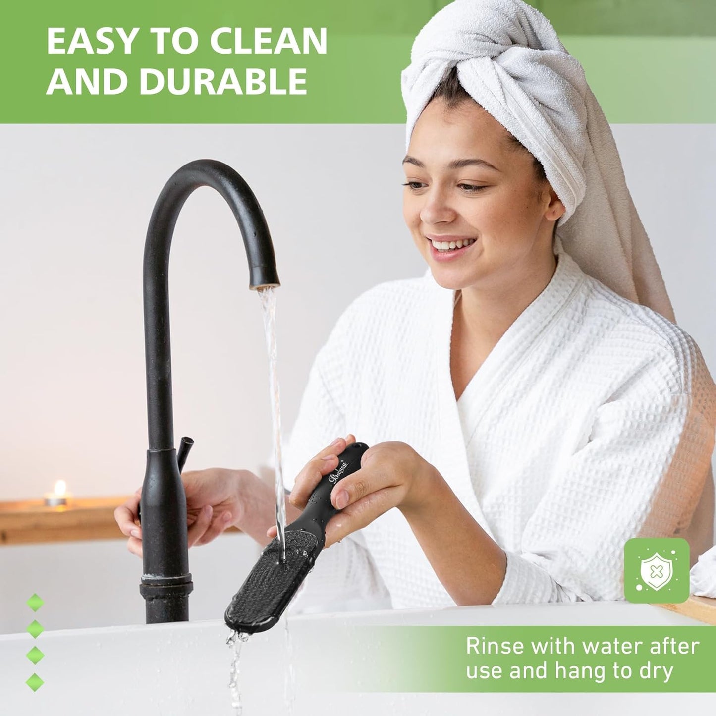 BALUCA Hard Skin Remover Nano Glass Foot File - Foot Callus Remover, Durable Foot Scrubber, Dead Skin Remover, Hygienic Pedicure Tool, Long Lasting Foot Buffer, Soft Smooth Feet, Black