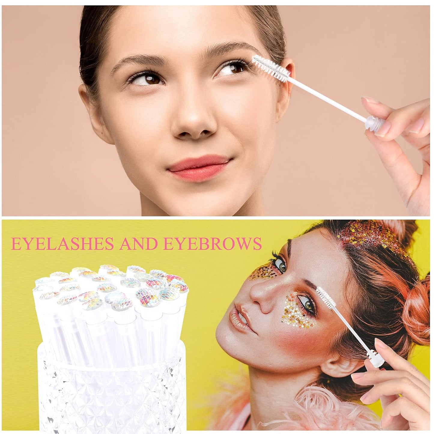 50pcs Lash brush Mascara wands and tubes Spoolies for eyelash extensions Mascara wand tubes scale white