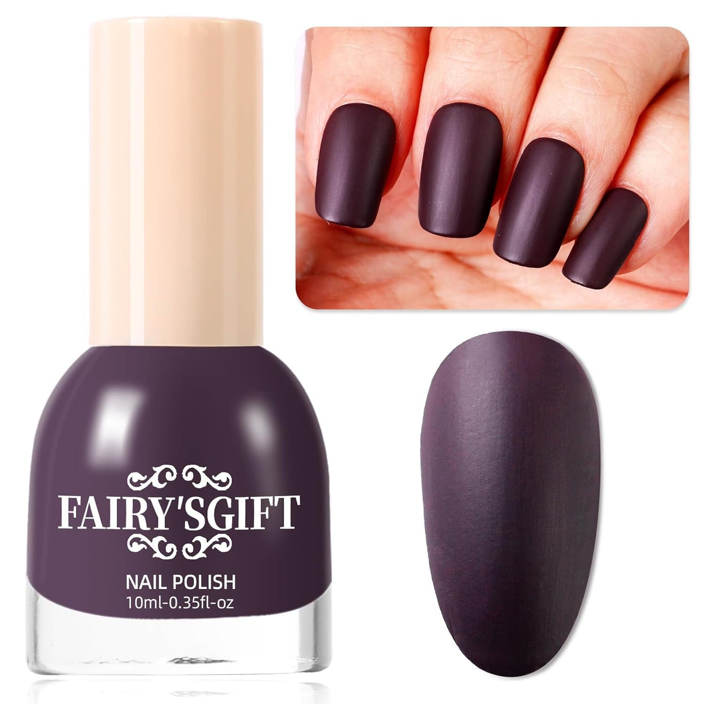 Matte Nail Polish Quick Dry Nail Lacquer for Nail Art Varnish, Mist Effect Matte Finish Velvet Nail Polish, 0.35 fl oz (Chocolate-21, 10 ML)