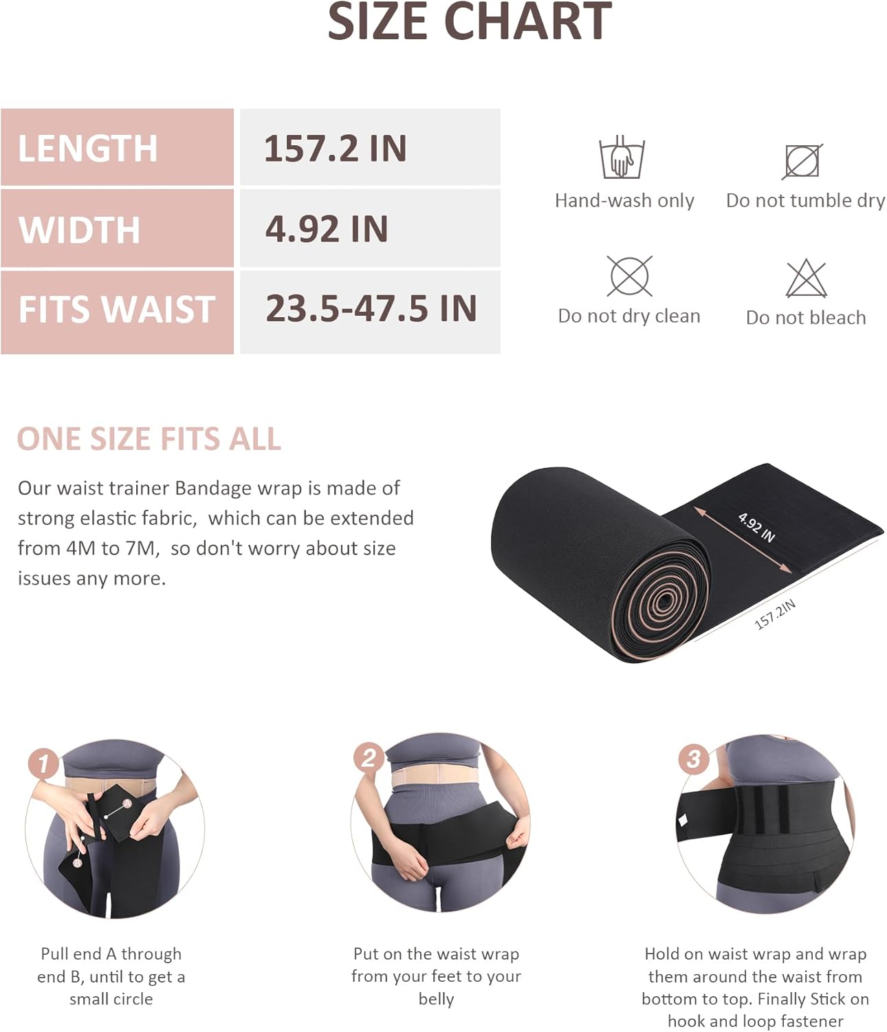 FeelinGirl Waist Trainer for Women Trimmer Belt Waist Cincher Tummy Wrap Plus Size Snatch Me Up Bandage Body Shaper