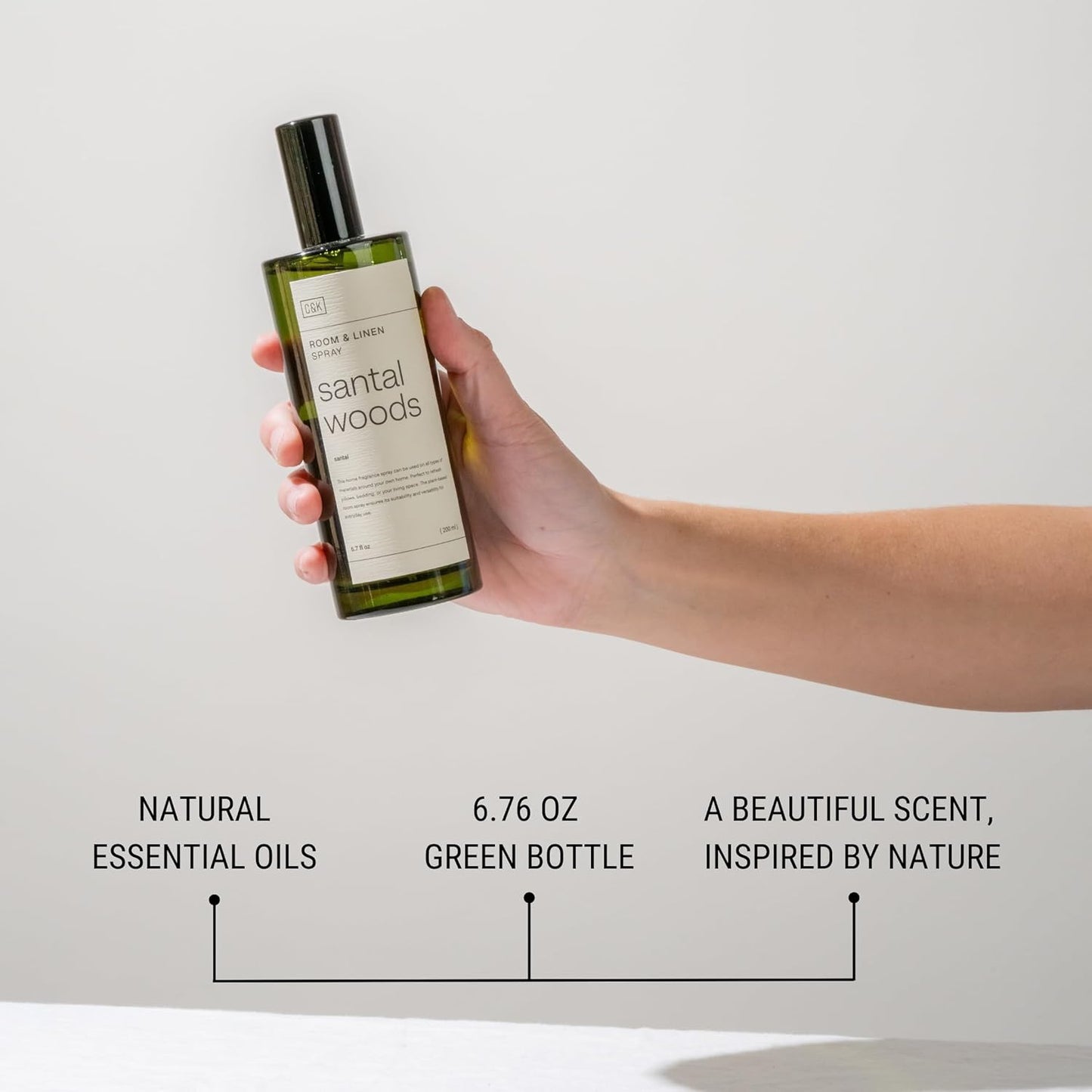 Craft & Kin Santal Woods Room Spray for Bedding, 6.76 oz, Pillow Spray, Long-Lasting Room Freshener, Soothing Aroma Mist for Home & Washroom