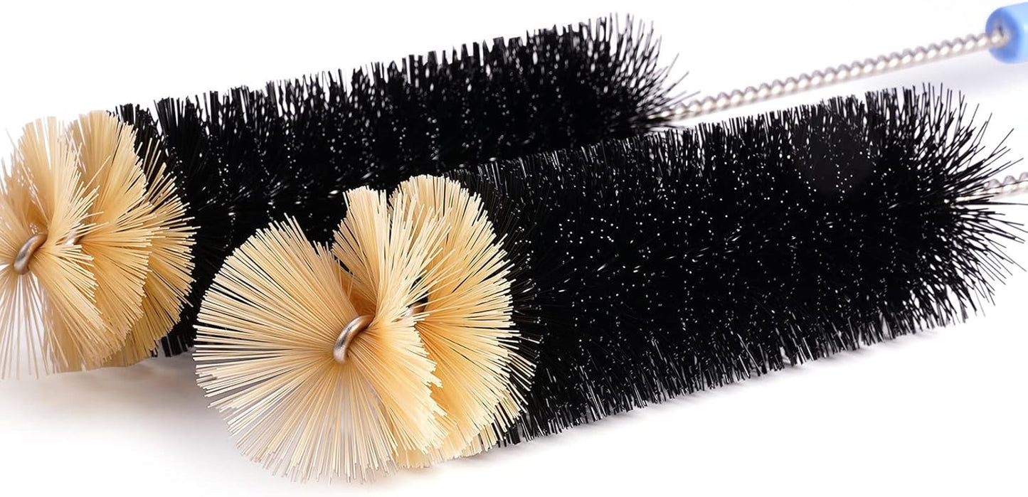 Bottle Cleaning Brush, 17 Inches Extra Long Handle Water Bottle Brush, Flexible Bendable Cleaner for Washing Narrow Neck Bottles, Wine Decanter, Kombucha, Pipes, Beer Brewing Supplies, 2 Pack