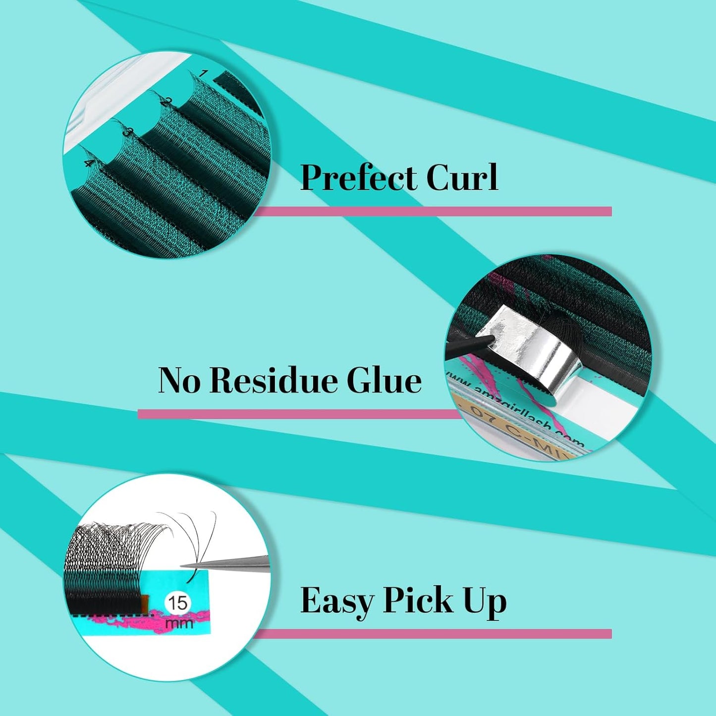 Eyelash Extensions 3DW C Curl,Mixed Length Lash Extension Supplies Easy Fan Individual Lashes Premium Classic Lash Soft Matte Dark Professional Eyelashes Extension(8-15mm)