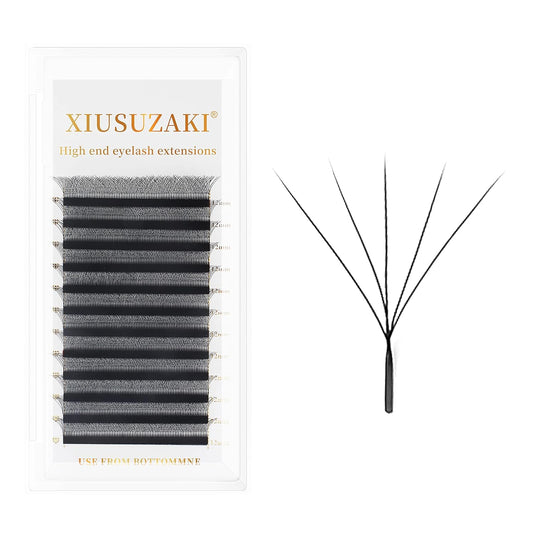 W Lash Extensions Supplies 5D Eyelash Extensions W Shape 0.07mm Thickness C Curl 15mm Premade Fans Easy Fan Lashes Volume Matte Black 12 Rows Crisscross Eye Lashes(W-5D-0.07-C,15mm)