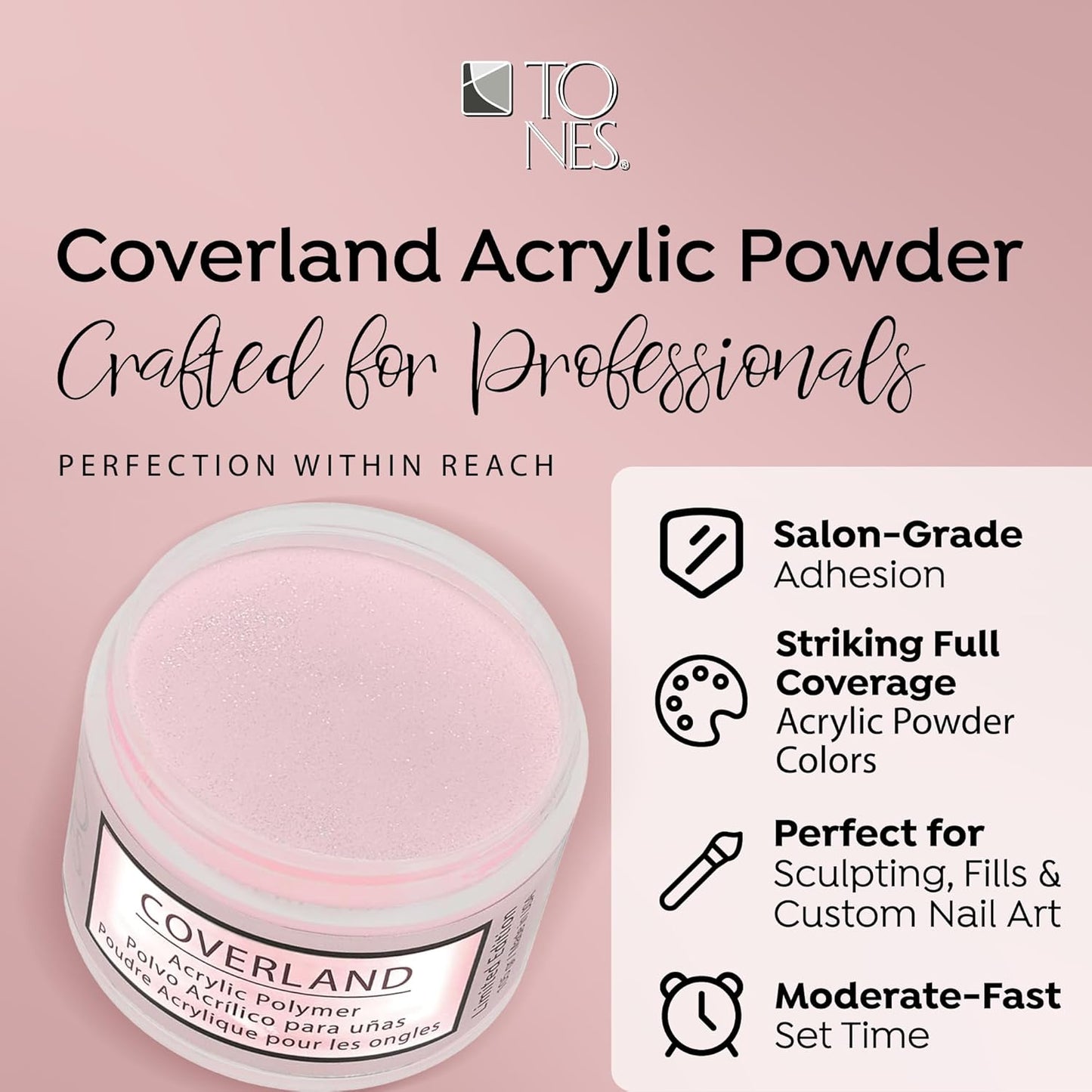 TONES Coverland Acrylic Powder | Her Majesty | 3.5Oz | Limited Edition | Professional Nail Enhancement | Strong - Long Lasting Formula | Bubble Free Finish