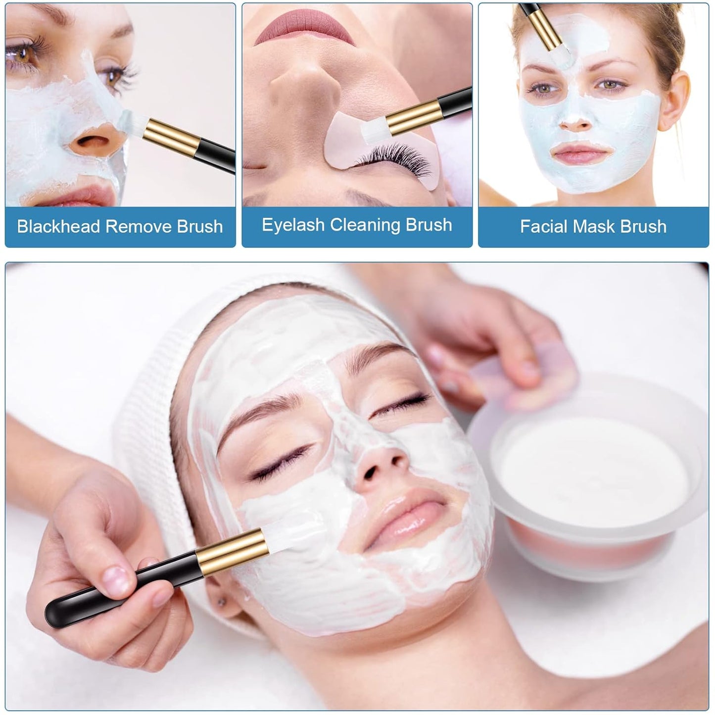 Homicozy 40 Pcs Lash Shampoo Bottle Brushes & Dispensers Set - 10 Pcs Lash Brushes, Tubes & Aftercare Bag for Clients, Women, Girls (Black)