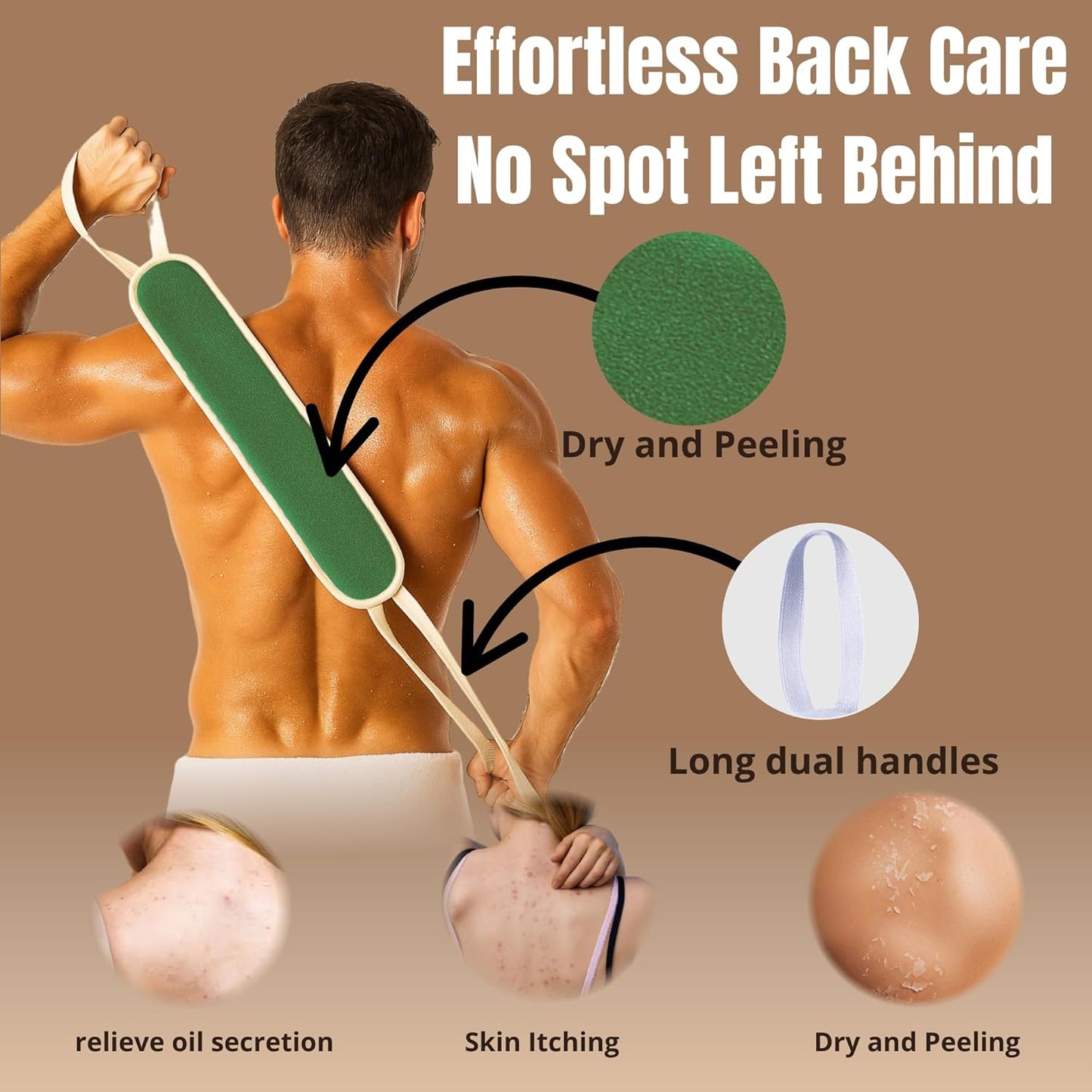 Exfoliating Glove Set (Original) – 3 Pieces Moroccan Hammam Scrub Mitts for Face, Body & Back – Deep Skin Cleansing & Dead Skin Removal – Reusable Spa Exfoliator – Assorted Colors (GREEN)