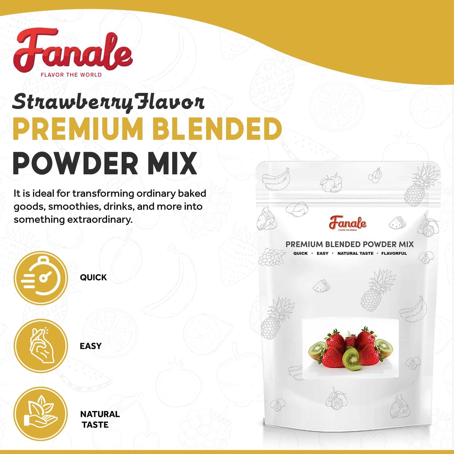 Fanale Premium Strawberry Bubble Tea Flavoring Powder | Perfect for Baking, Smoothies, Desserts and Drinks | Instant Flavoring Powder for Boba Milk Tea - 2.2 Pounds (Pack of 1)
