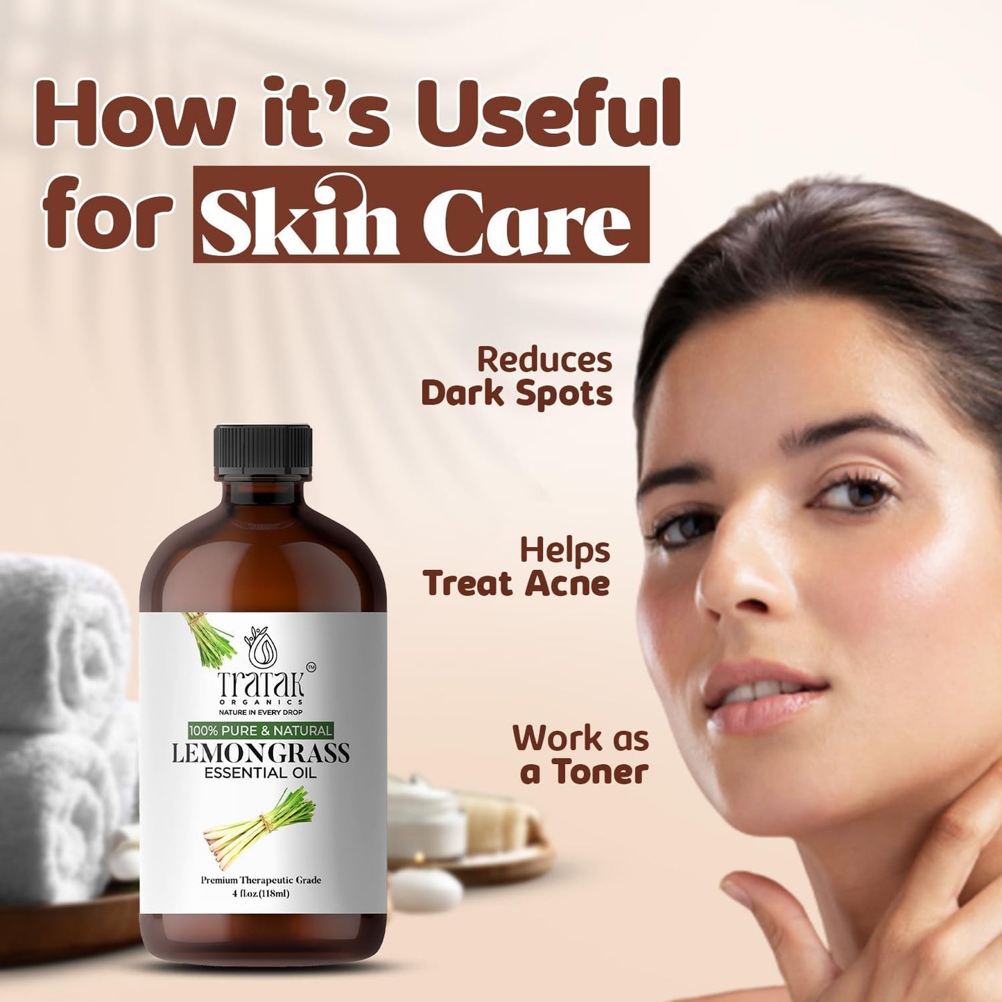 Lemongrass Essential Oil, 100% Pure and Natural Oil with Premium Glass Dropper, Undiluted Essential Oil for Aromatherapy, Diffuser, Humidifier, Oil for Skin & DIYs, Huge 4 fl oz (Pack of 2)