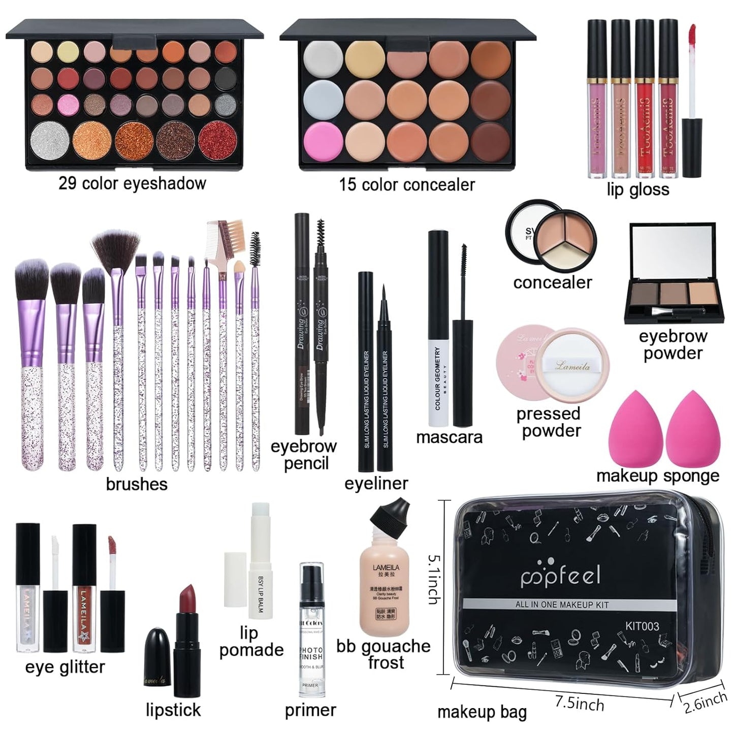 Makeup Kit for Women Full Kit, TooAemiS Professional Makeup Kit for Teens or Adult, All in One Makeup Sets Include Eyeshadow Palette Lipstick Concealer Foundation Mascara Loose Powder Etc