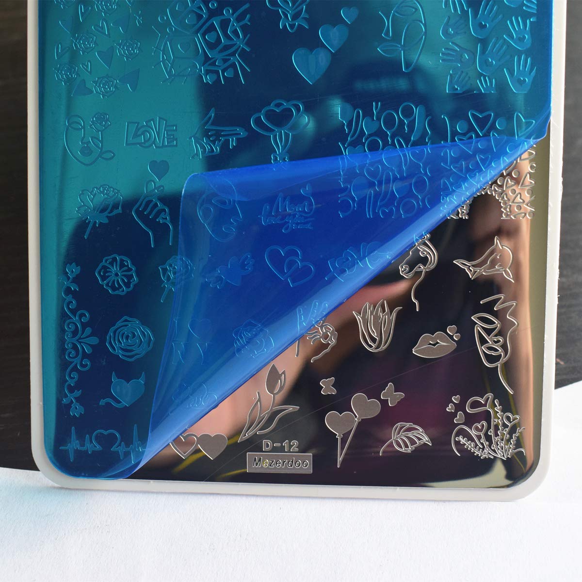 2pcs Large Size Nail Art Image Stamp Stamping Plates Fire Heart Pattern Valentine's Day Nail Stamping Plate Love DIY Nail Stamper Plates Stencil Palm Footprint Manicure Template Tools