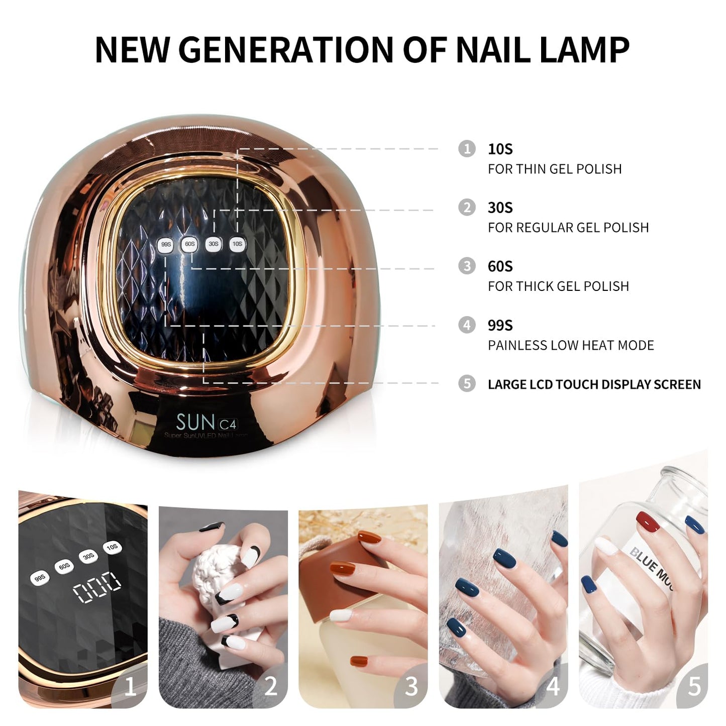 UV Light for Nails,288W UV Nail Dryer LED Light for Gel Polish-4 Timers Professional Nail Art Accessories,Curing Gel Toe Nails