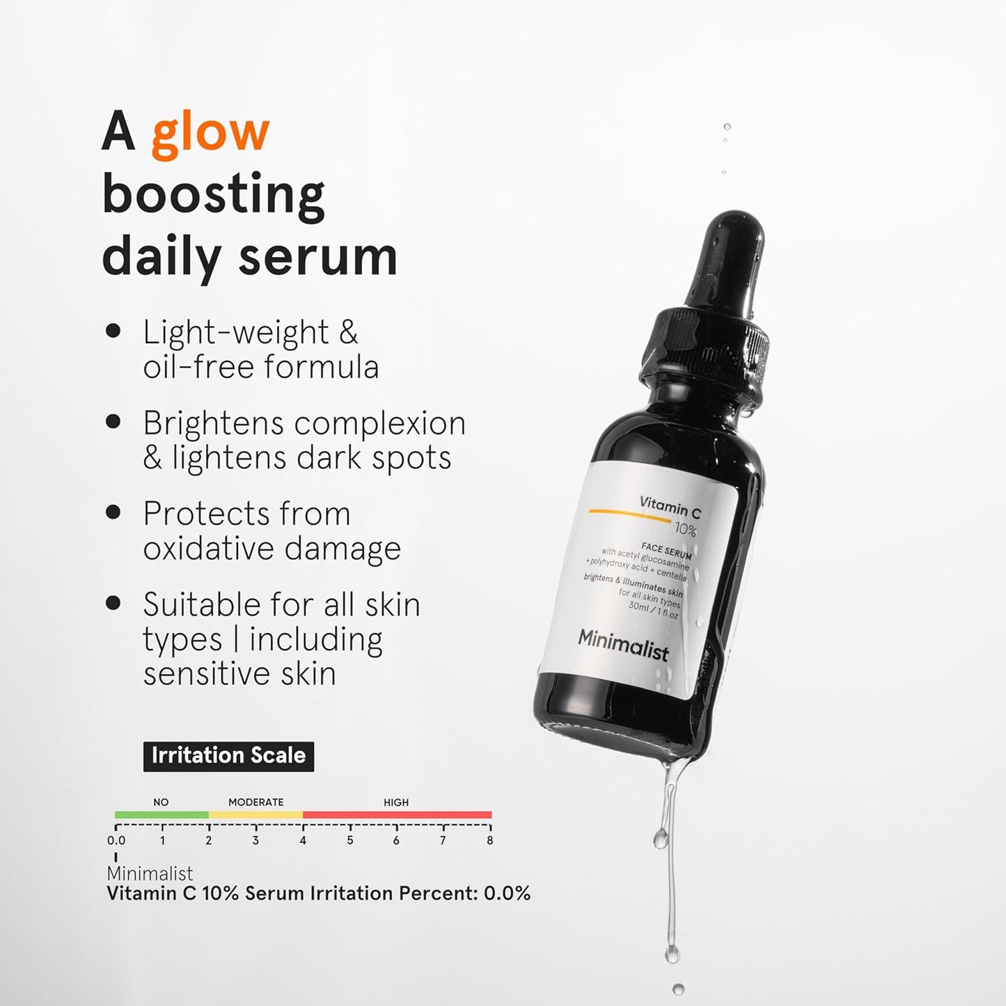 Minimalist 10% Vitamin C Serum for Brightening | Improves Hydration | For All Skin Types | For Women & Men | 1 Fl Oz / 30 ml