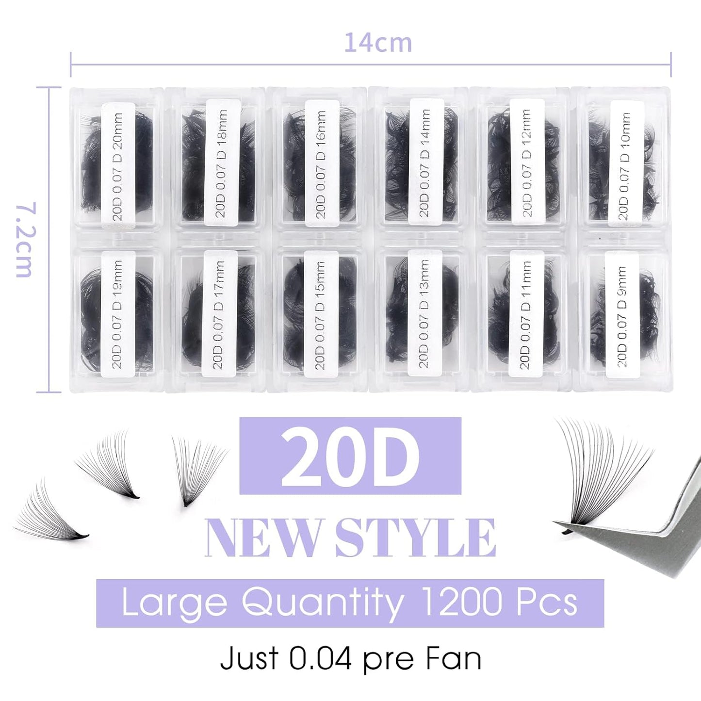 Premade Fans Eyelash Extension 1200 Fans 20P Loose Volume Lashes C Curl Pre-made Fans 9-20mm
