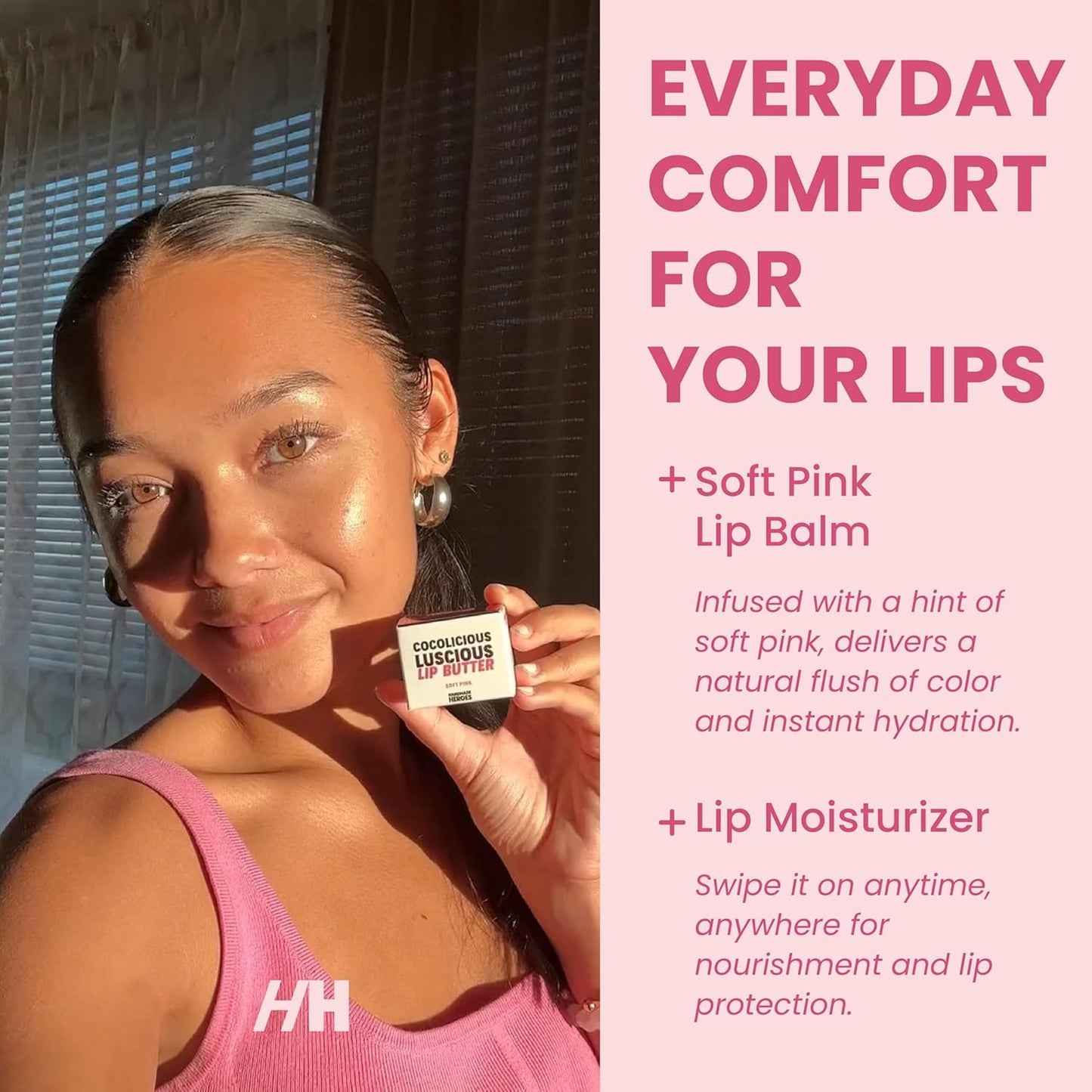 100% Natural Tinted Lip Butter Sleeping Lip Mask Clean Petroleum Free Lip Moisturizer and Conditioner for Dry Lips Intensive Lip Balm and Lip Therapy Skin Care with Mango butter (Light Pink)