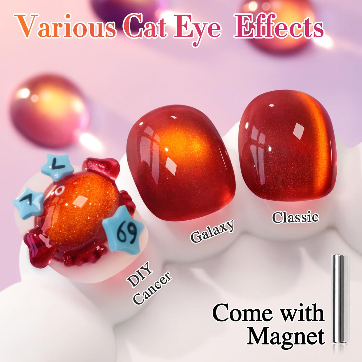 Double Rhythm 0.5 OZ Cat Eye Gel Polish with Magnet 15ML Holographic Glitter Shimmer Translucent Jelly Color Magnetic Nail Polish Salon DIY at Home (Sunny Blood Red-MC1253)