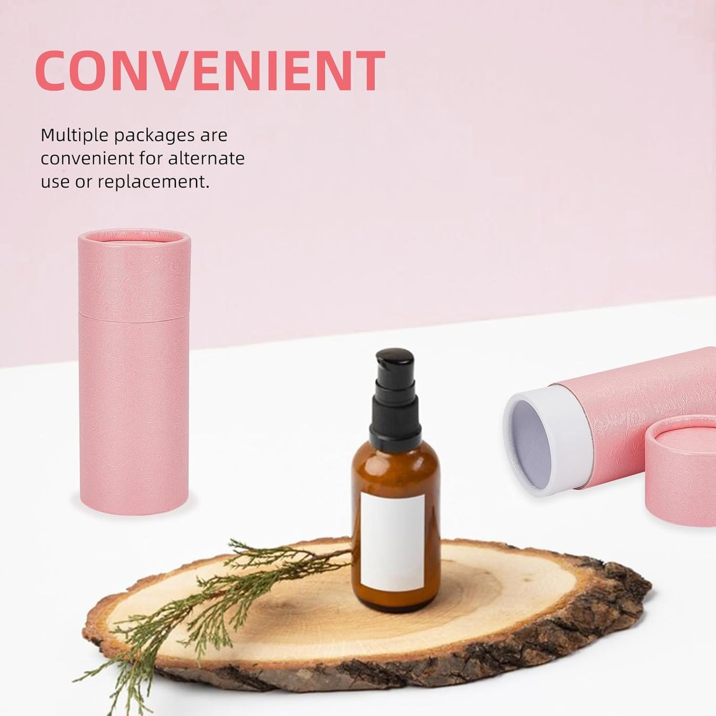 NICENEEDED 10 Pcs 30ml Empty Kraft Paper Jar Tube, Pink Round Paper Cardboard Containers With Lid, Essential Oil Bottle Packaging Case Gift Paper Tube for Pencils Tea Caddy Coffee Cosmetic Crafts