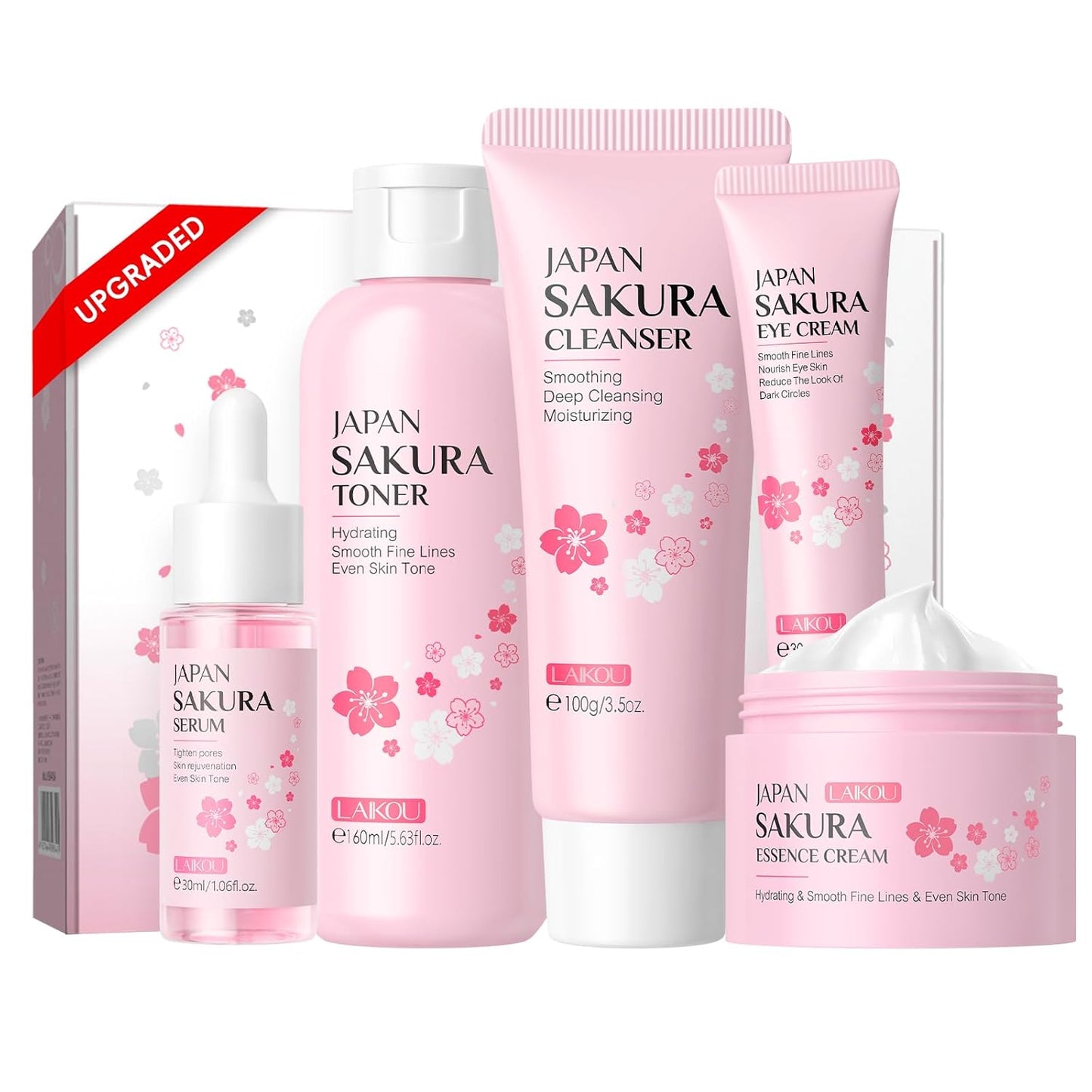 Skin Care, Skin Care Set, Skin Care Kit with Cleanser, Toner, Serum, Eye Cream, Face Cream for Women Teen Girls Mom Daughter Women Beauty Gift Sets 5pcs (Large Capacity Version)