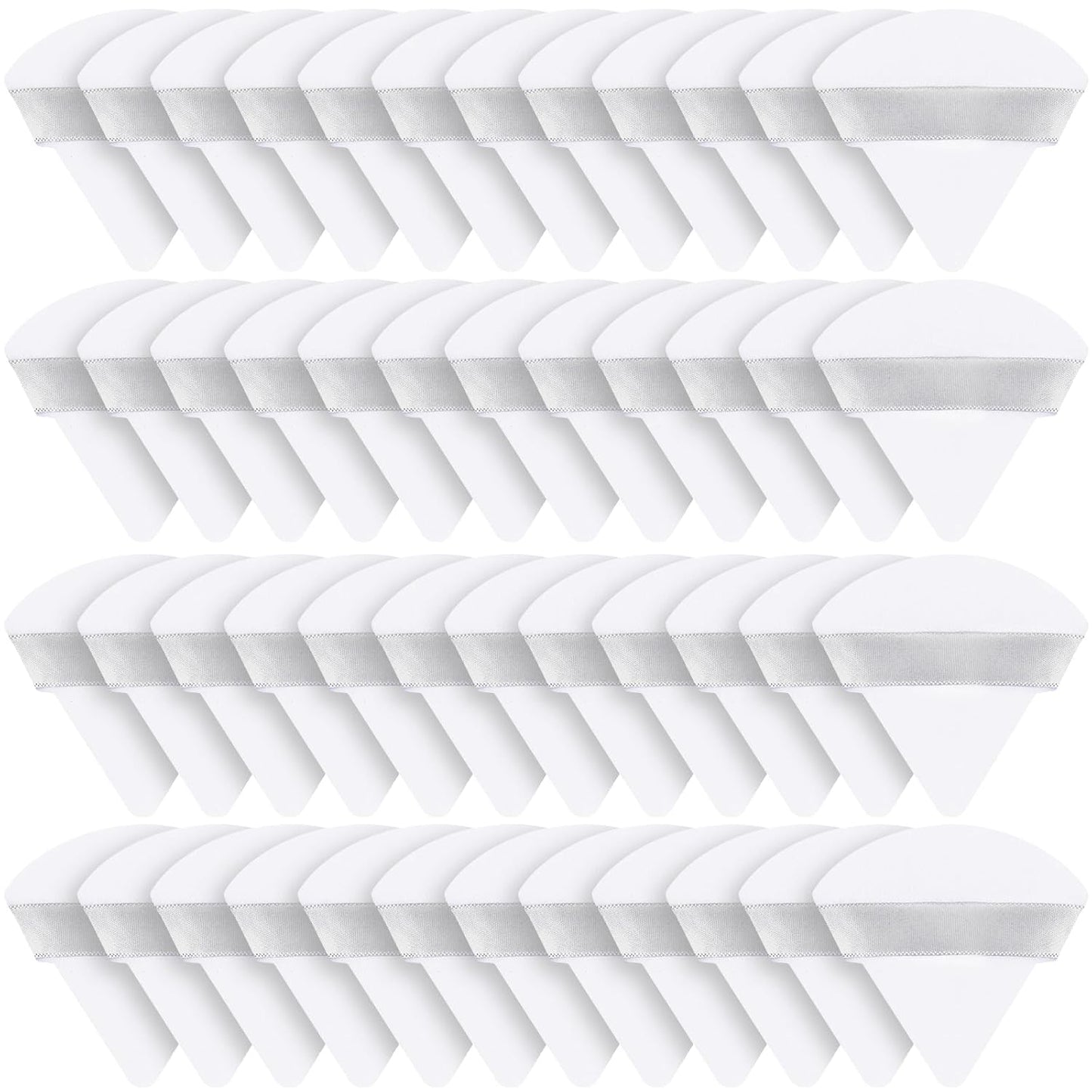 Suclain 48 Pcs Velour Triangle Powder Puff Soft Velour Makeup Puff for Face Powder Makeup Triangle Sponges for Wet and Dry Cosmetic Foundation Loose Mineral Body Makeup Tool(White)