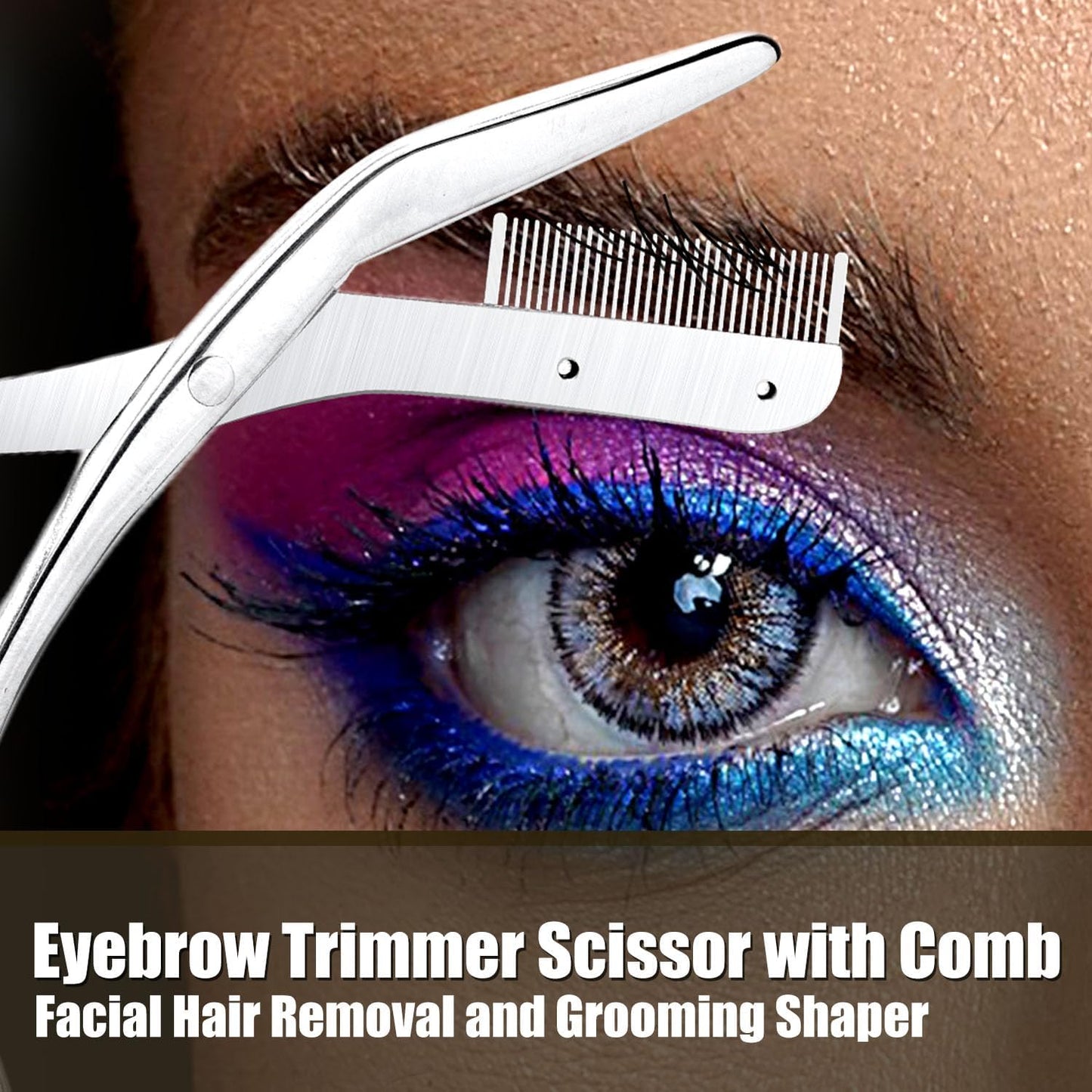 Eyebrow Trimmer with Comb Facial Grooming Scissors Kit Professional Precision Eye brow Trimmer Stainless Steel Eyebrow Trimmers Scissors with Combs Perfect for Gifts for Men and Women (Pink)